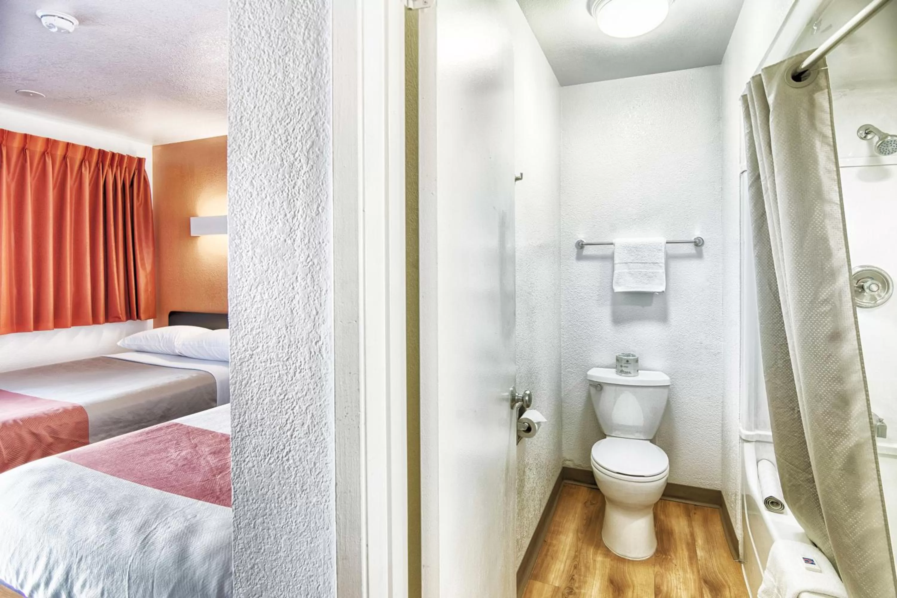Bathroom, Bed in Motel 6-Mammoth Lakes, CA