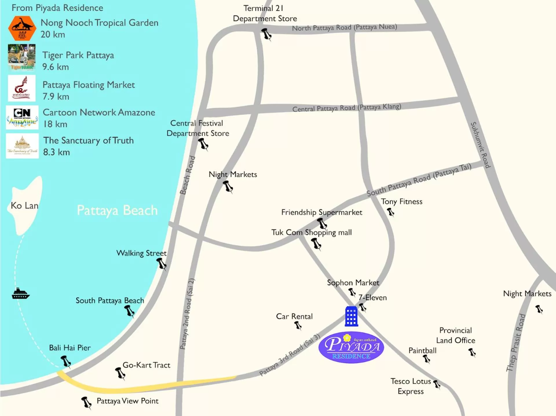 Neighbourhood in Piyada Residence By TecHotels - Guest Friendly - Near to Beach, Famous Walking Street - Night Clubs , Bars & Discos