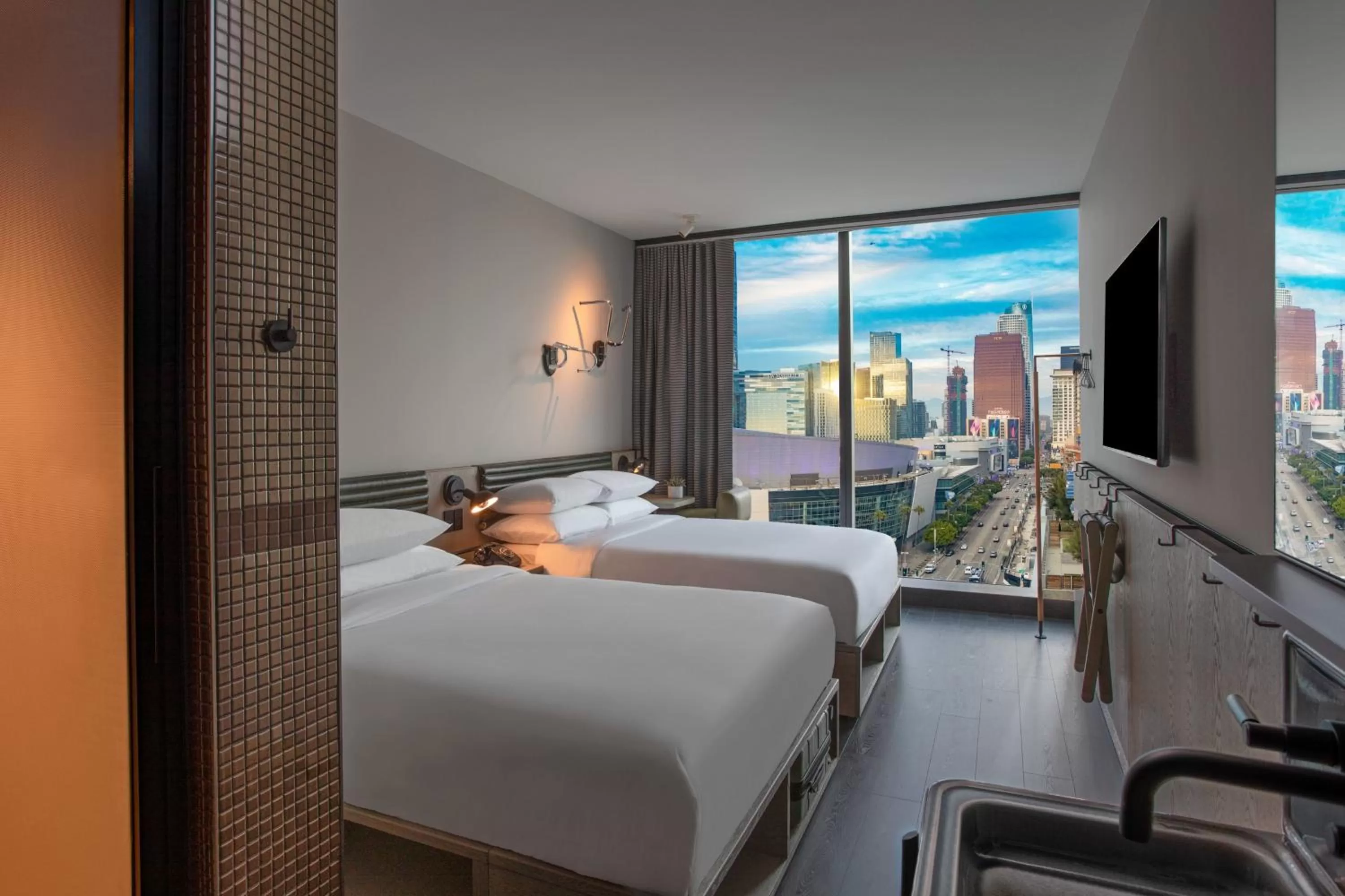 Photo of the whole room, Bed in Moxy Downtown Los Angeles
