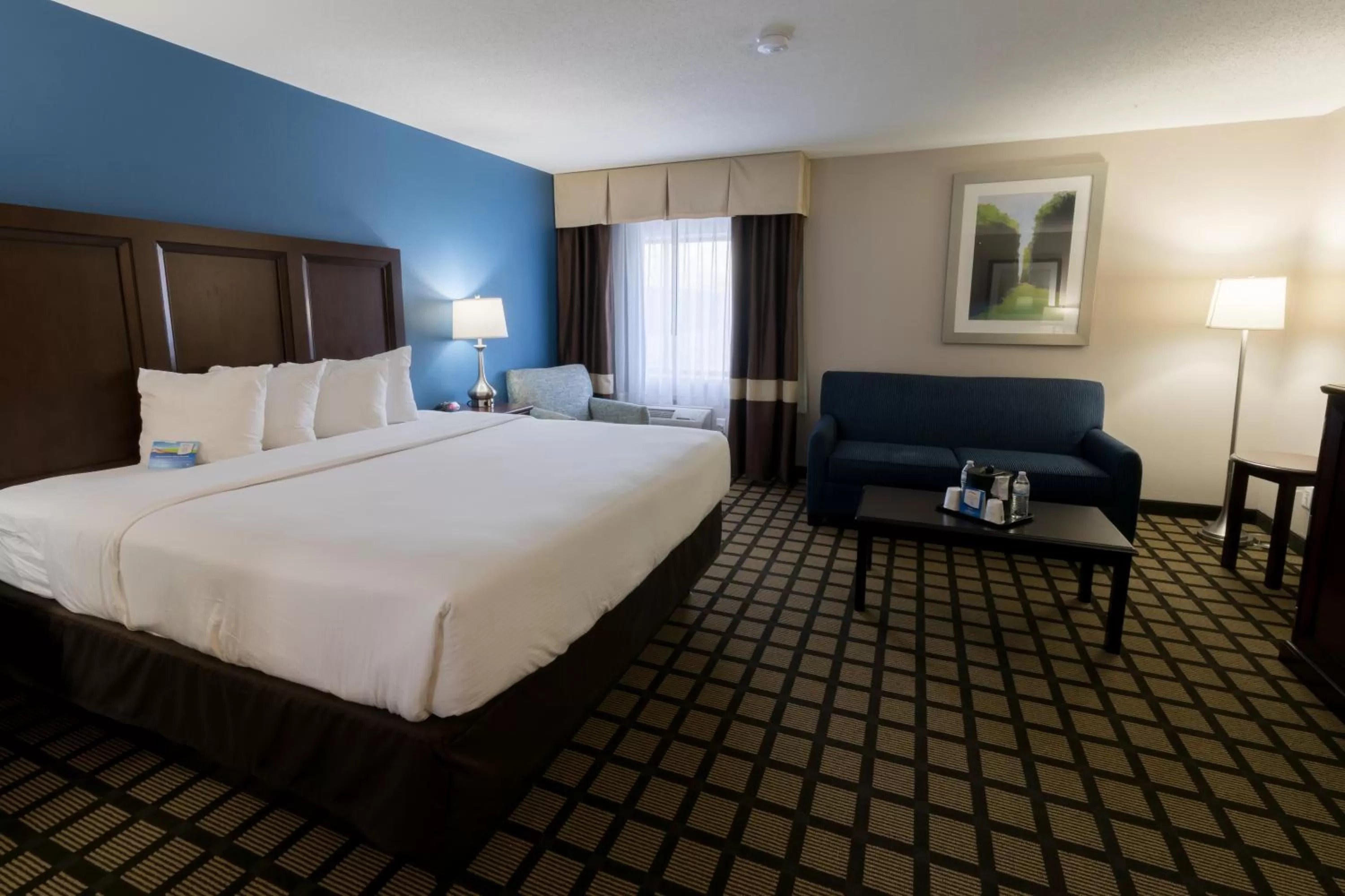 Seating area, Bed in Baymont by Wyndham Detroit Airport/Romulus