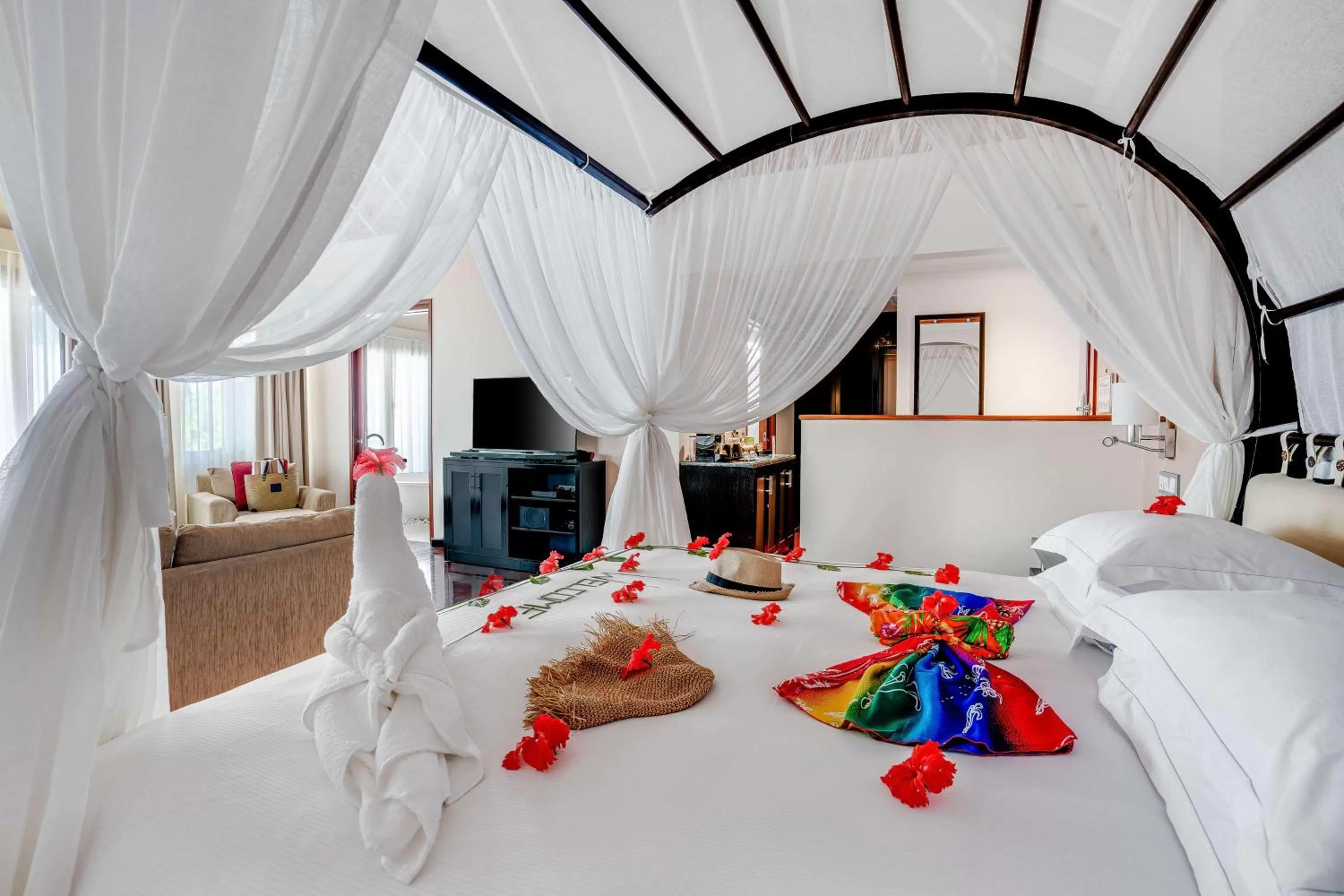 Bed in Hilton Seychelles Labriz Resort & Spa