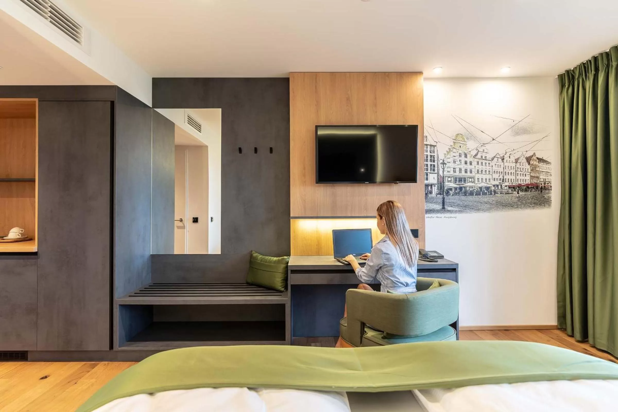 People, Bed in Augsburg Hotel Sonnenhof