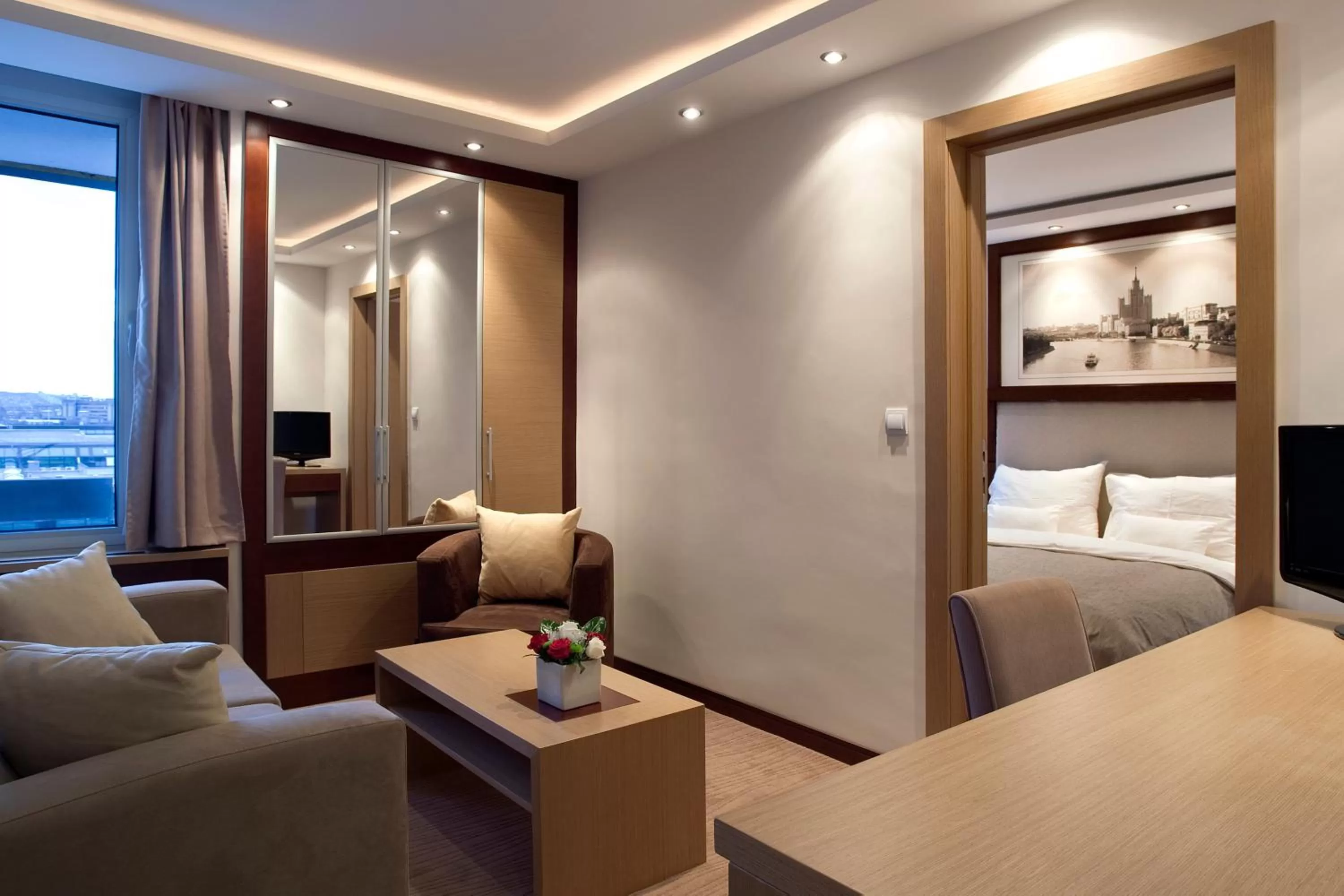 Seating area, Bed in Putnik Inn Belgrade