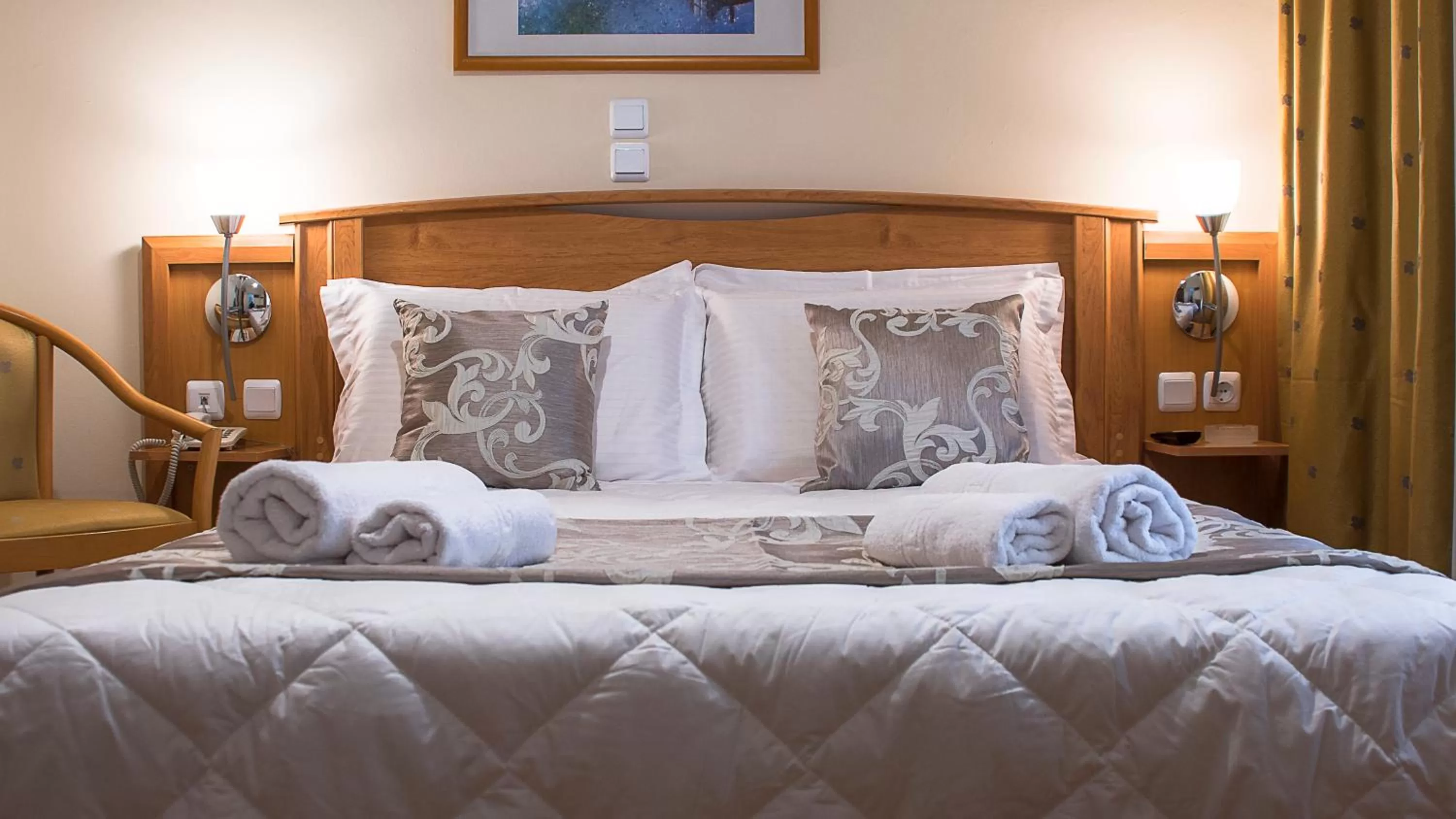 Bed in Ares Athens Hotel