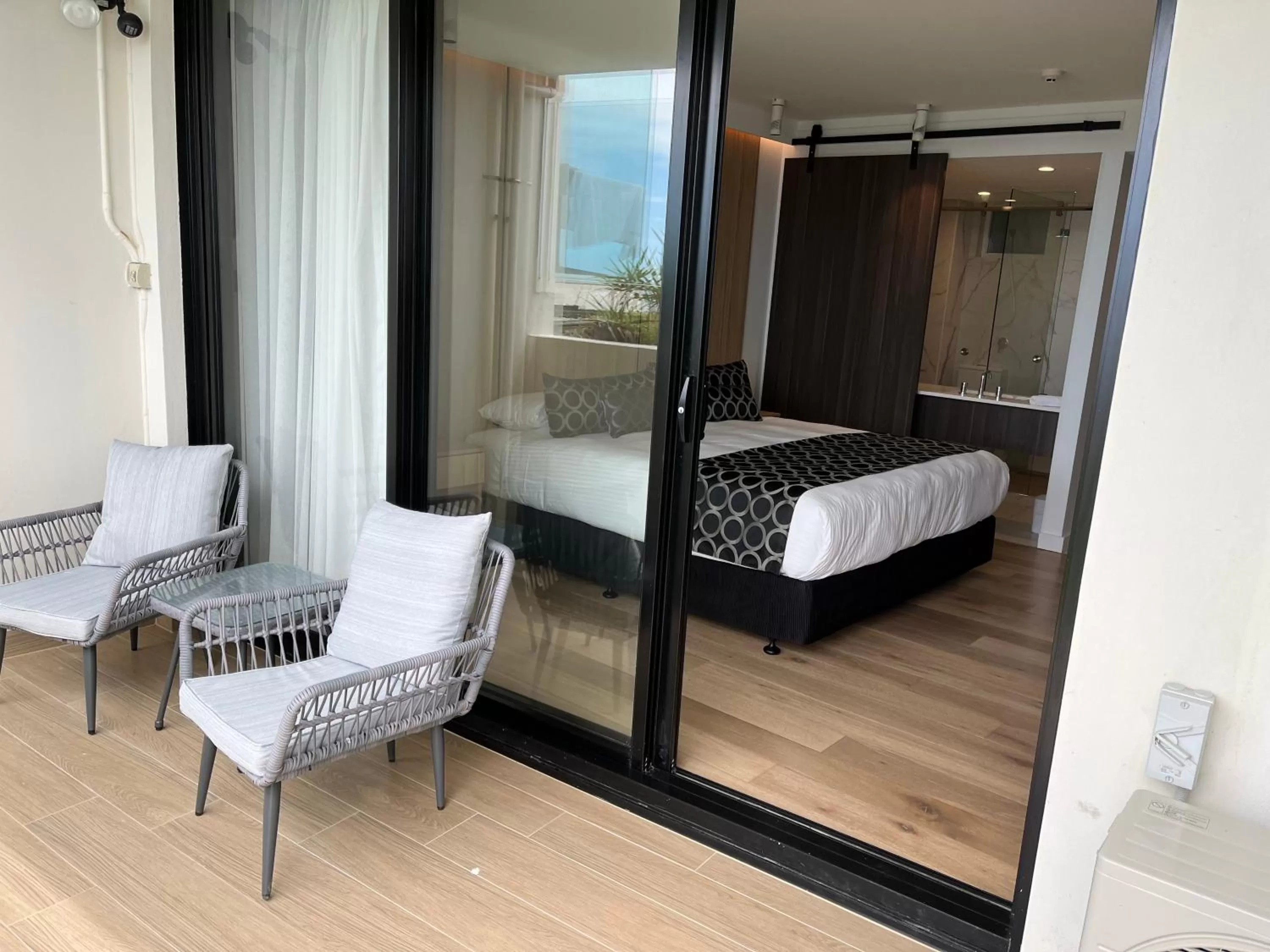 Patio, Bed in Ocean Front Motel