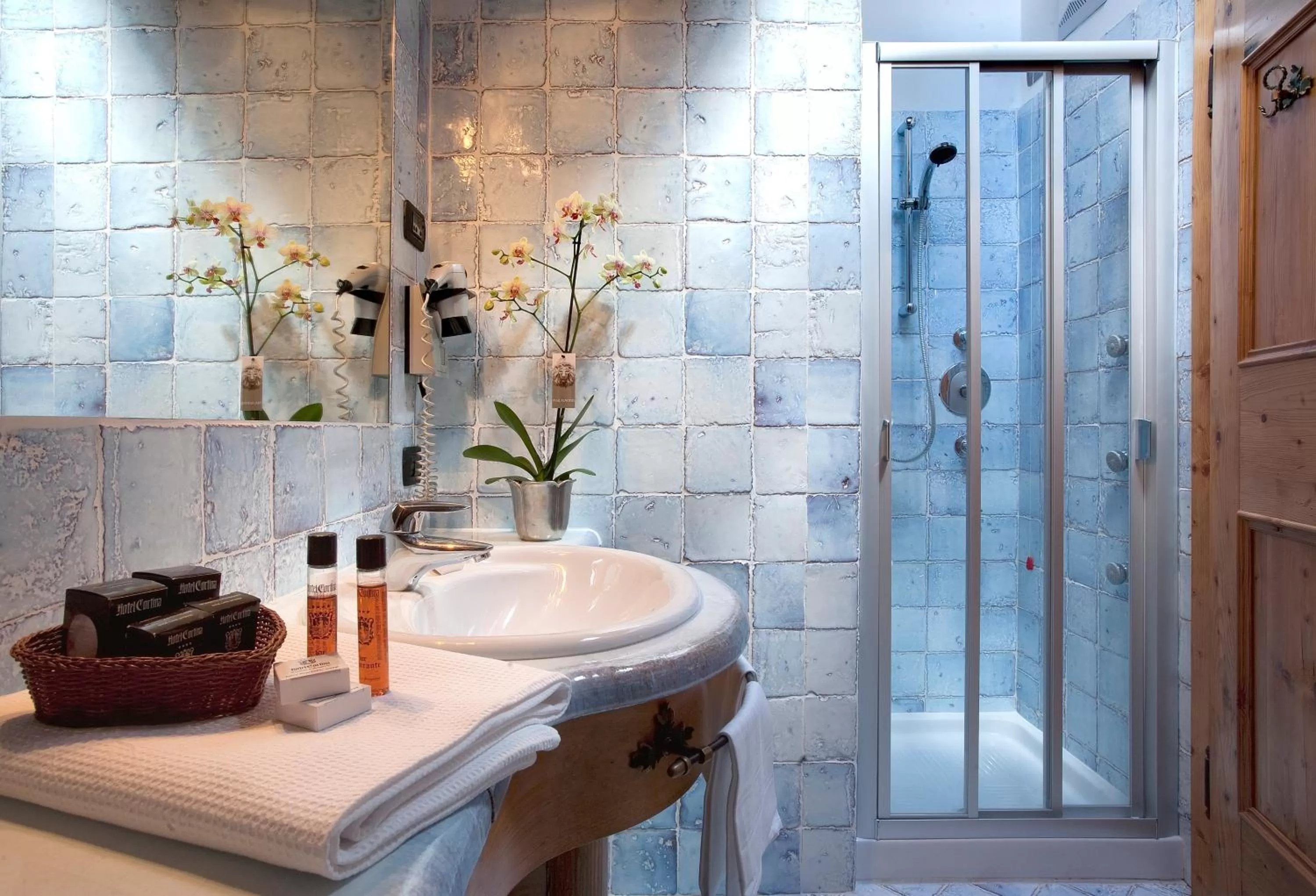 Shower, Bathroom in Hotel Cortina