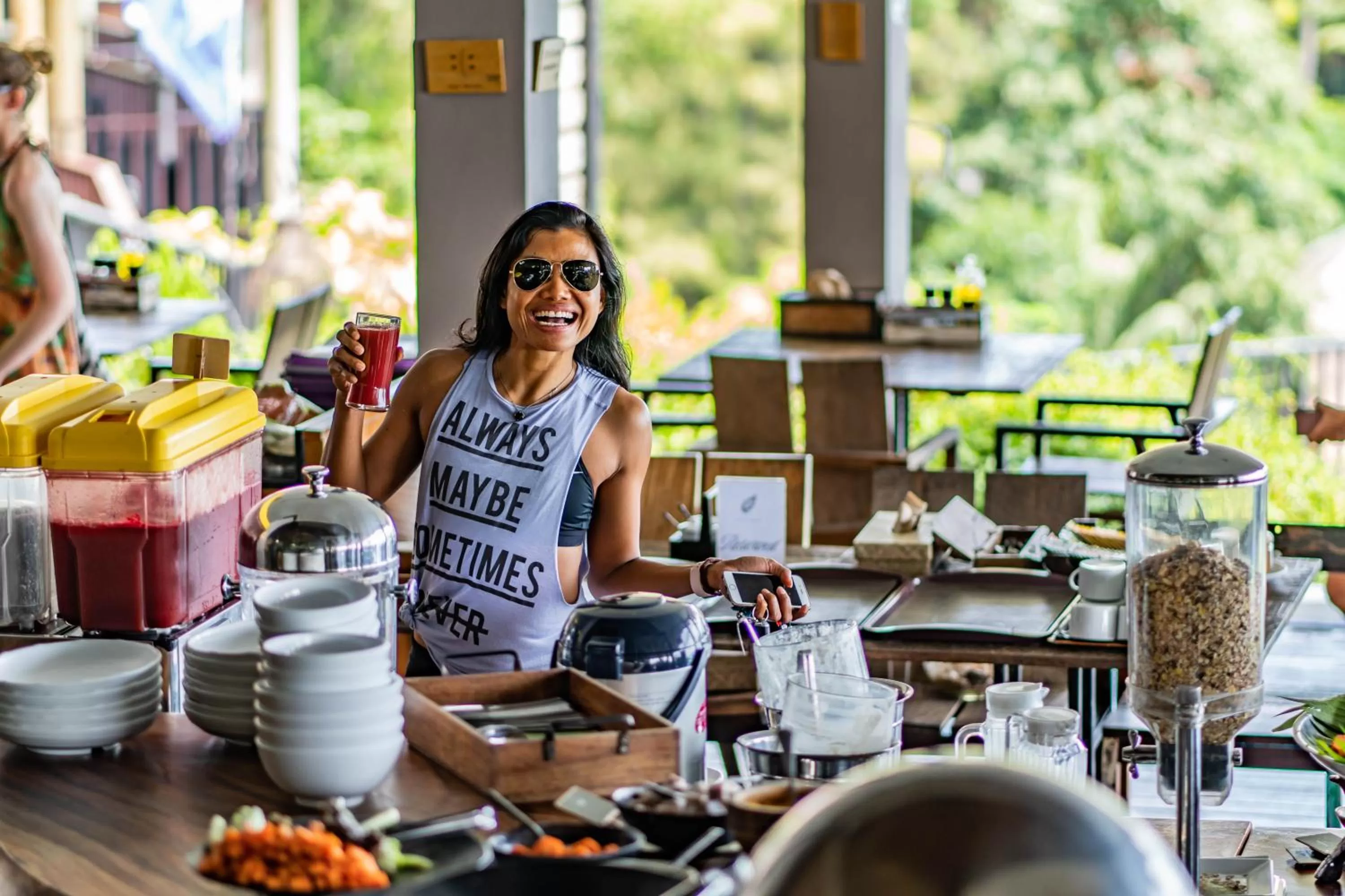 American breakfast in Vikasa Yoga Retreat