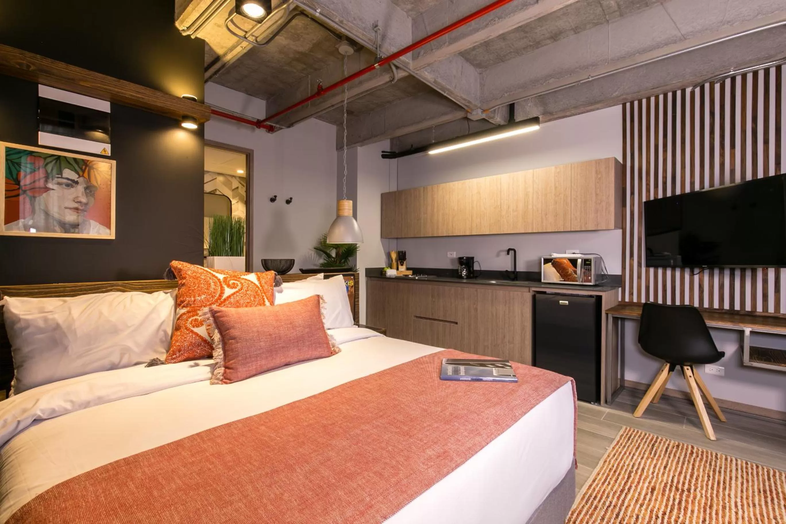 Bed in Factory Lofts Hotel