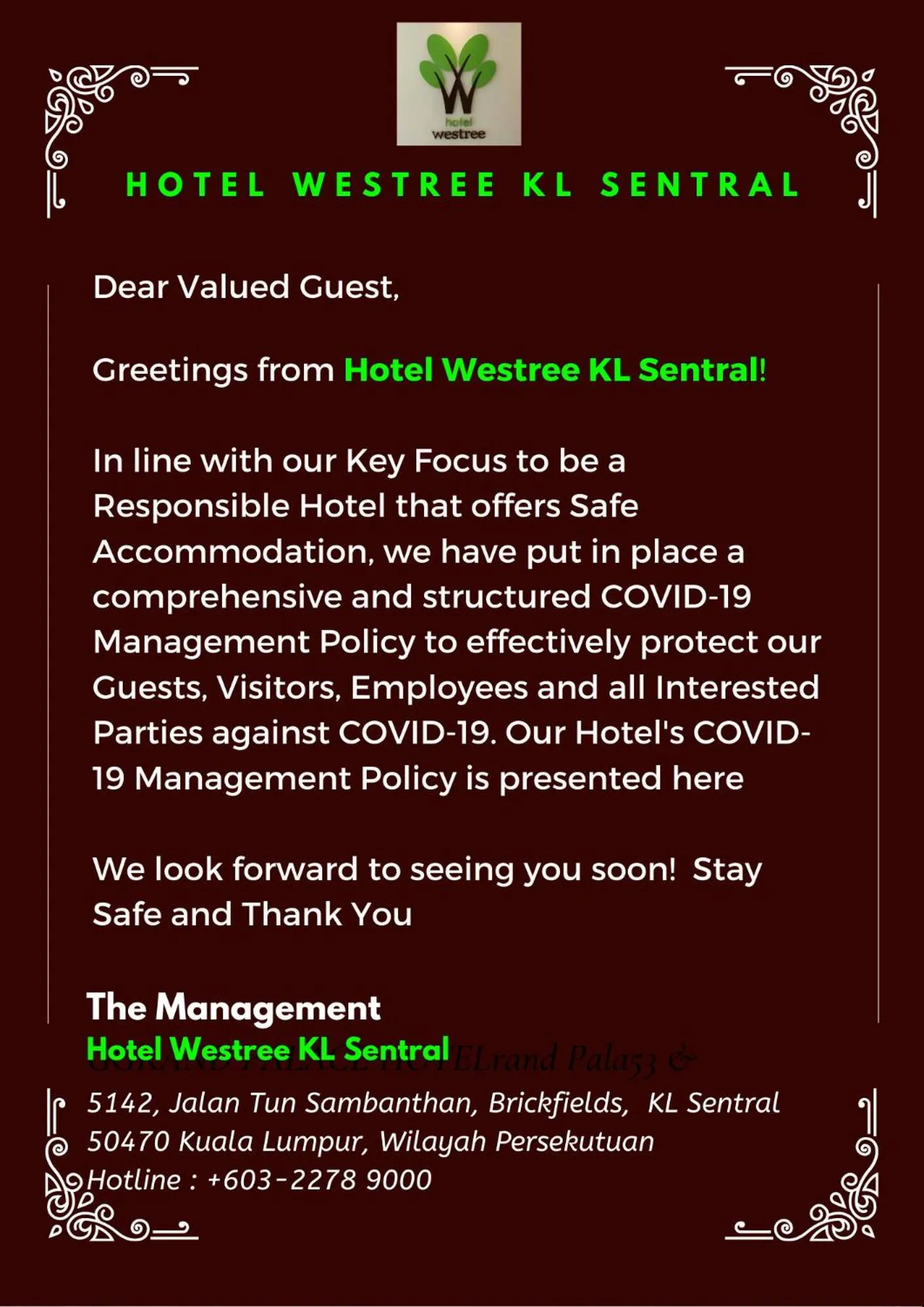 Text overlay in Hotel Westree KL Sentral