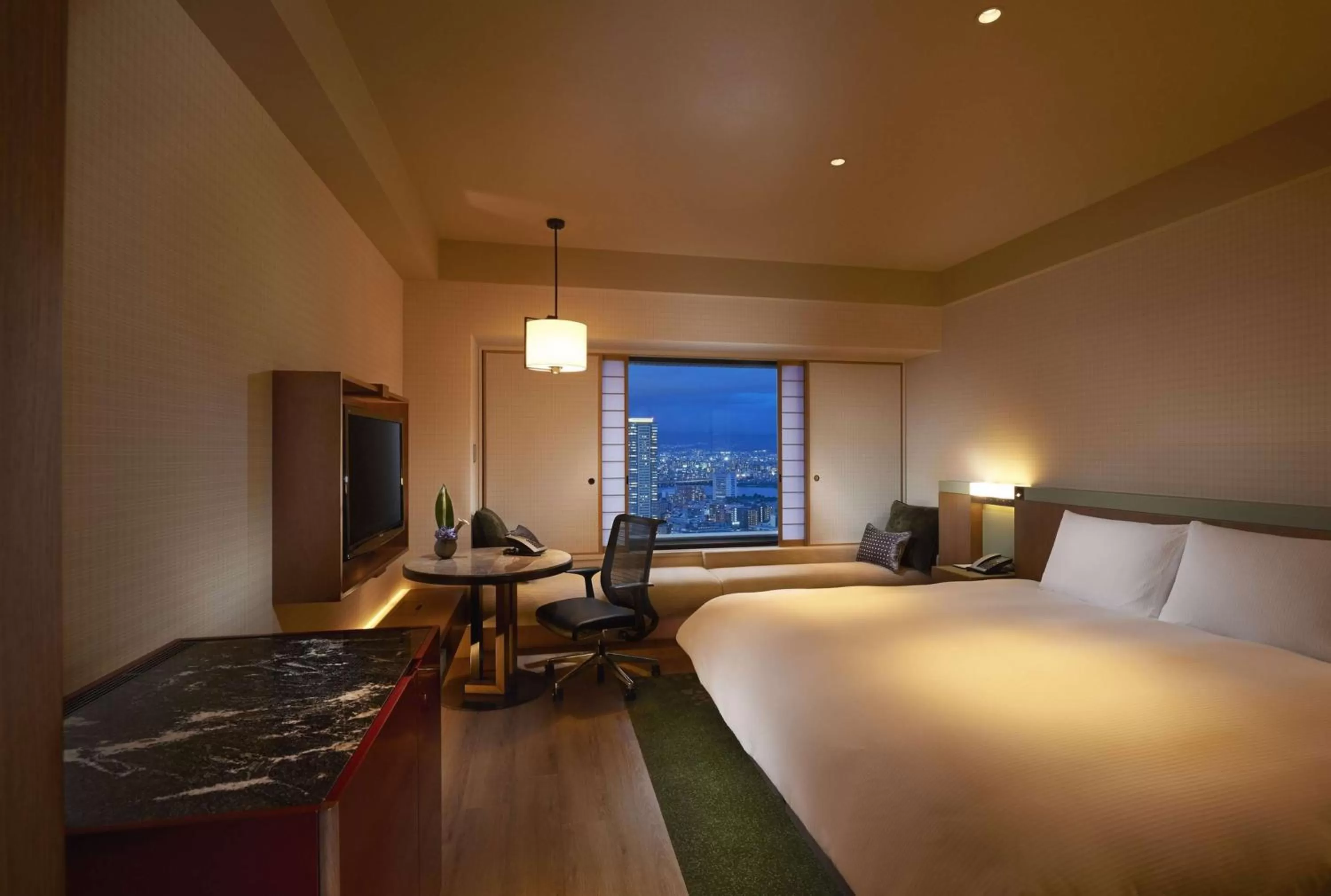 Bed in Hilton Osaka Hotel