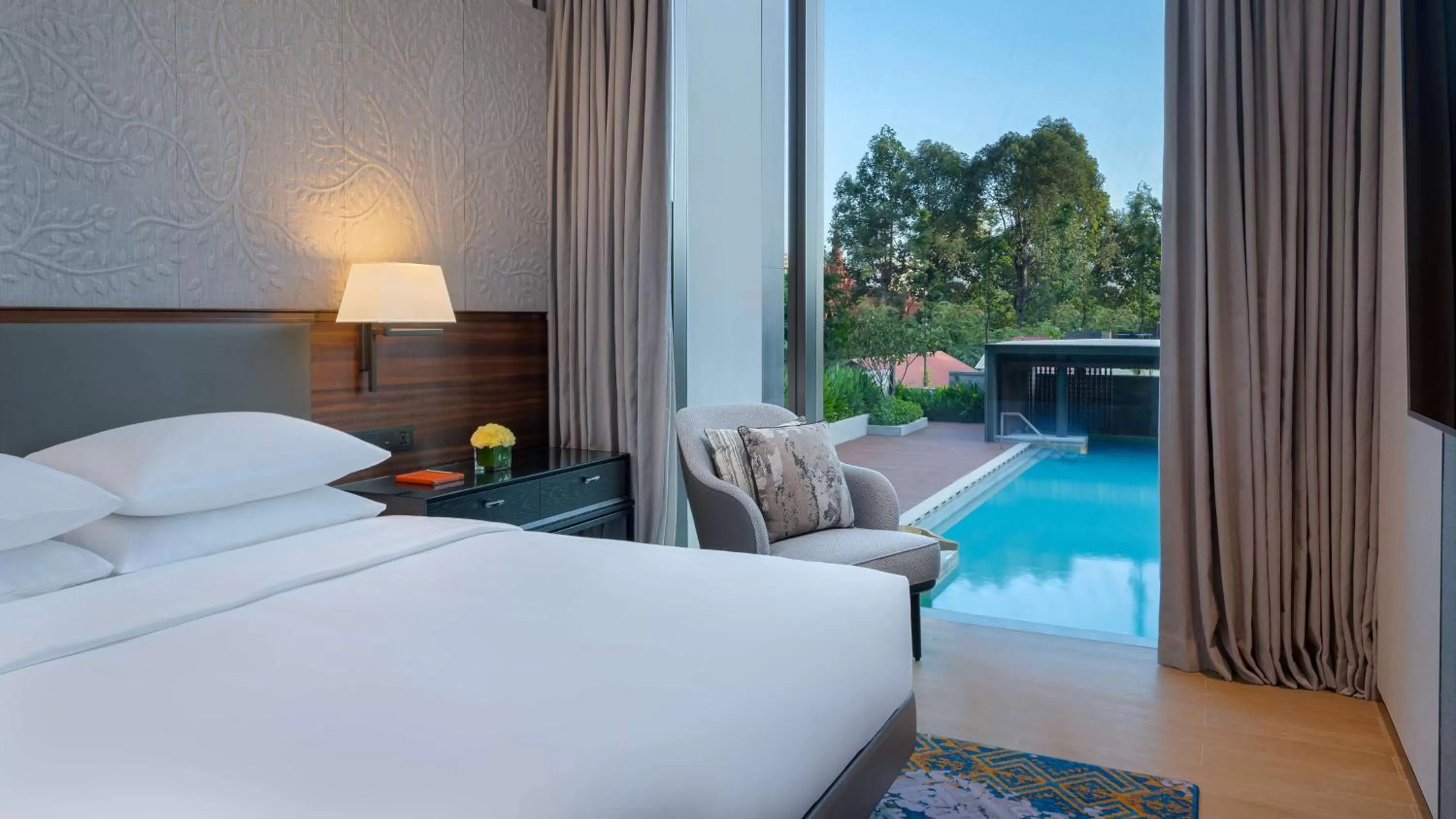 Bathroom, Bed in Hyatt Regency Phnom Penh