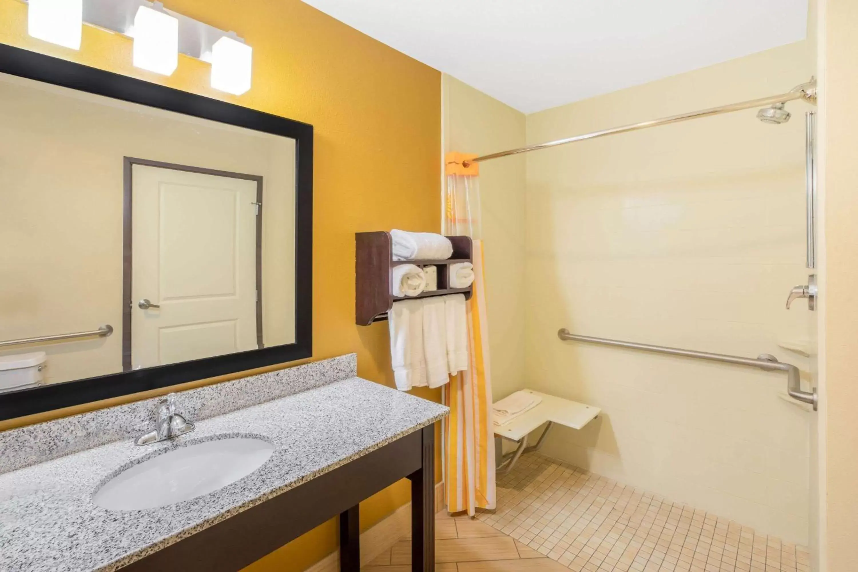 King Room with Roll-In Shower - Mobility/Hearing Accessible - Non-Smoking in La Quinta by Wyndham Floresville King Room with Roll-In Shower - Mobility/Hearing Accessible - Non-Smoking in La Quinta by Wyndham Floresville