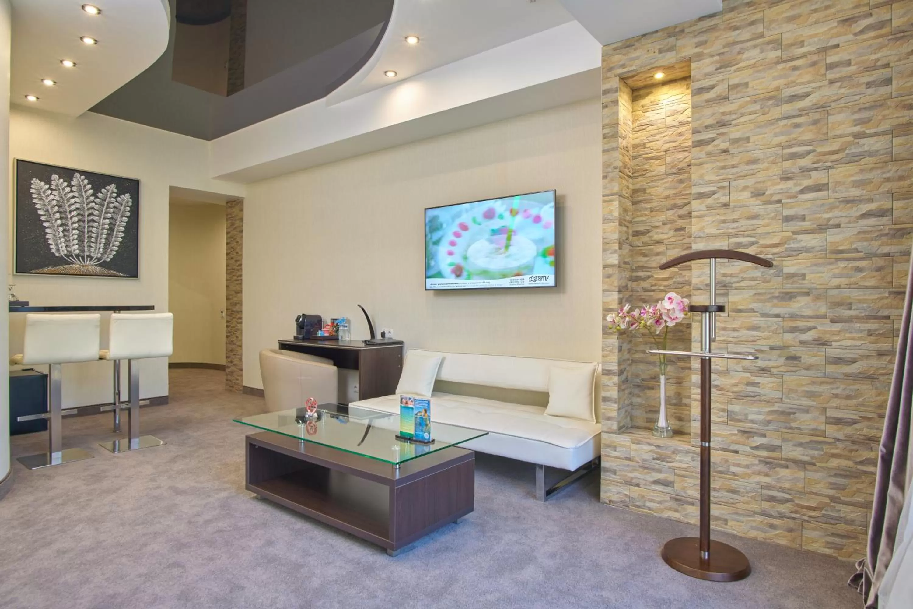 Living room, TV/Entertainment Center in Hotel & Spa NEMO with dolphins