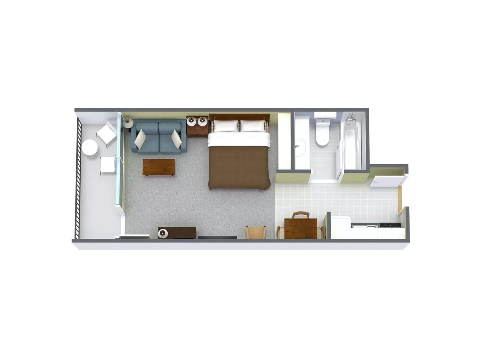 1 Bedroom Oceanfront Efficiency with 1 Queen Bed and 1 Sleeper Sofa (Twin) – C1 in Holiday Sands North "On the Boardwalk"