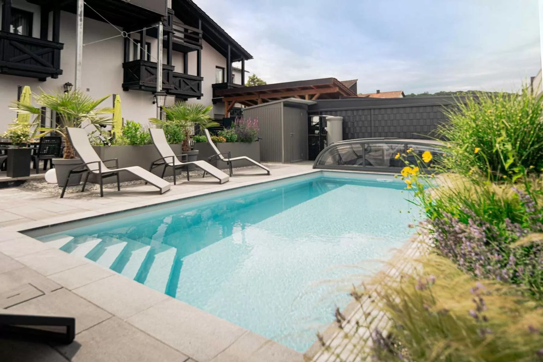 Balcony/Terrace, Swimming Pool in Hotel Park Cafe Reichl