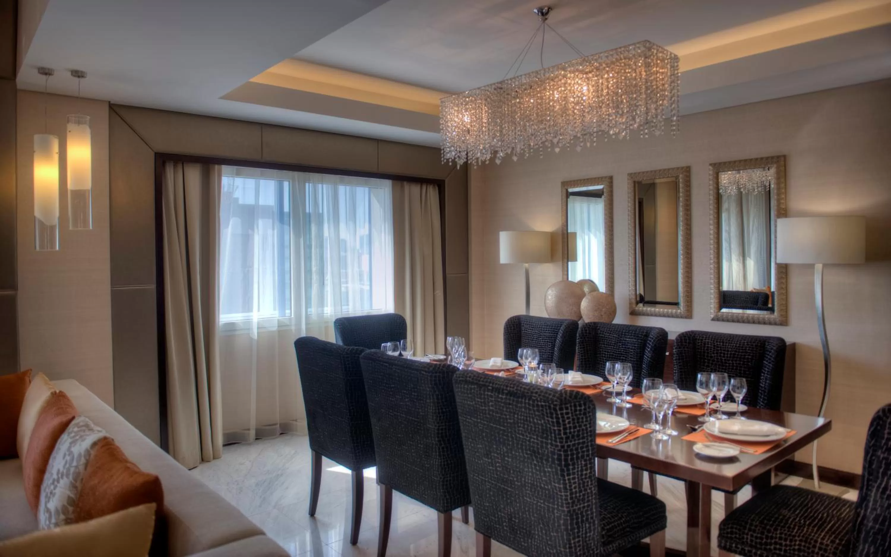 Dining area in Crowne Plaza Dubai Deira by IHG