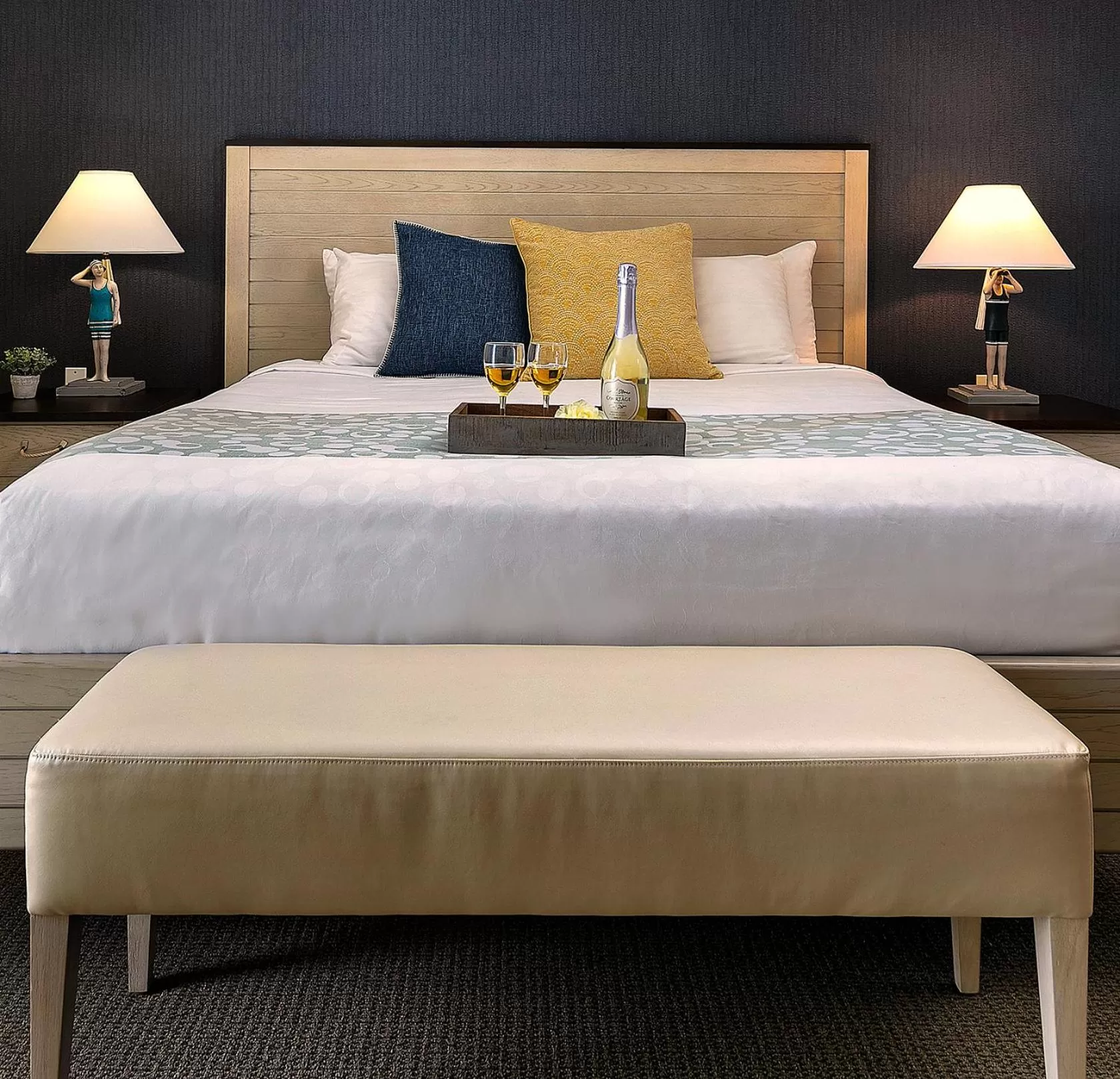 Bed in Pismo Lighthouse Suites