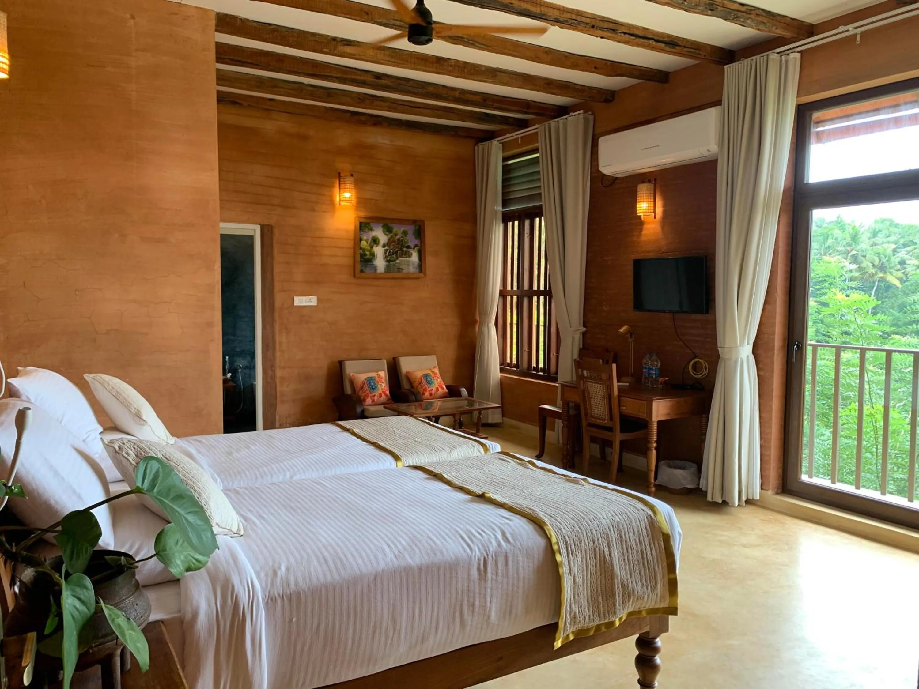 View (from property/room), Bed in AMARA AYURVEDA RETREAT- Overlooking Evergreen Western Ghats an ecologically sustainable living space in Kovalam