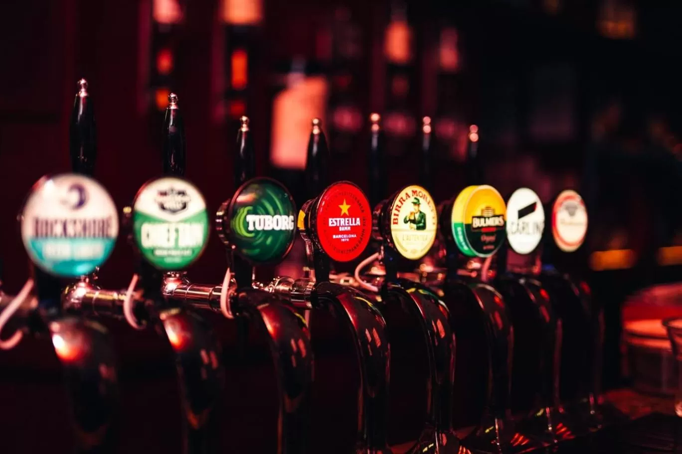 Alcoholic drinks in The Strand Hotel, the former residence of Oscar Wilde