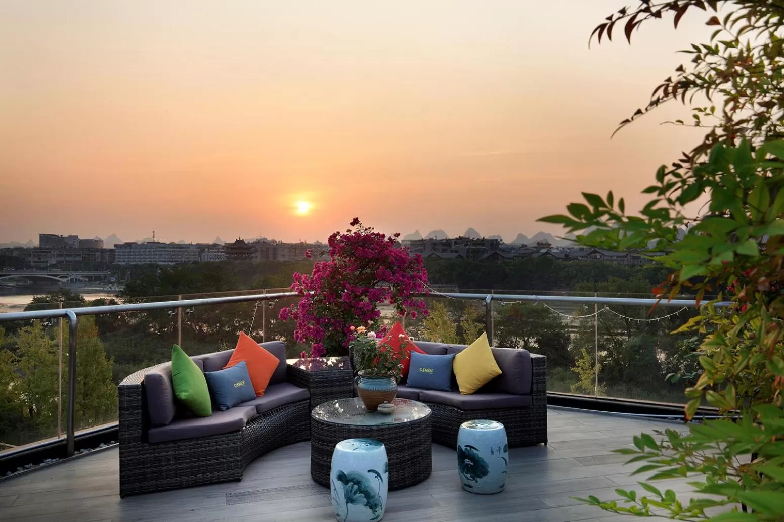 Patio, Sunrise/Sunset in Li River Resort Villa Hotel