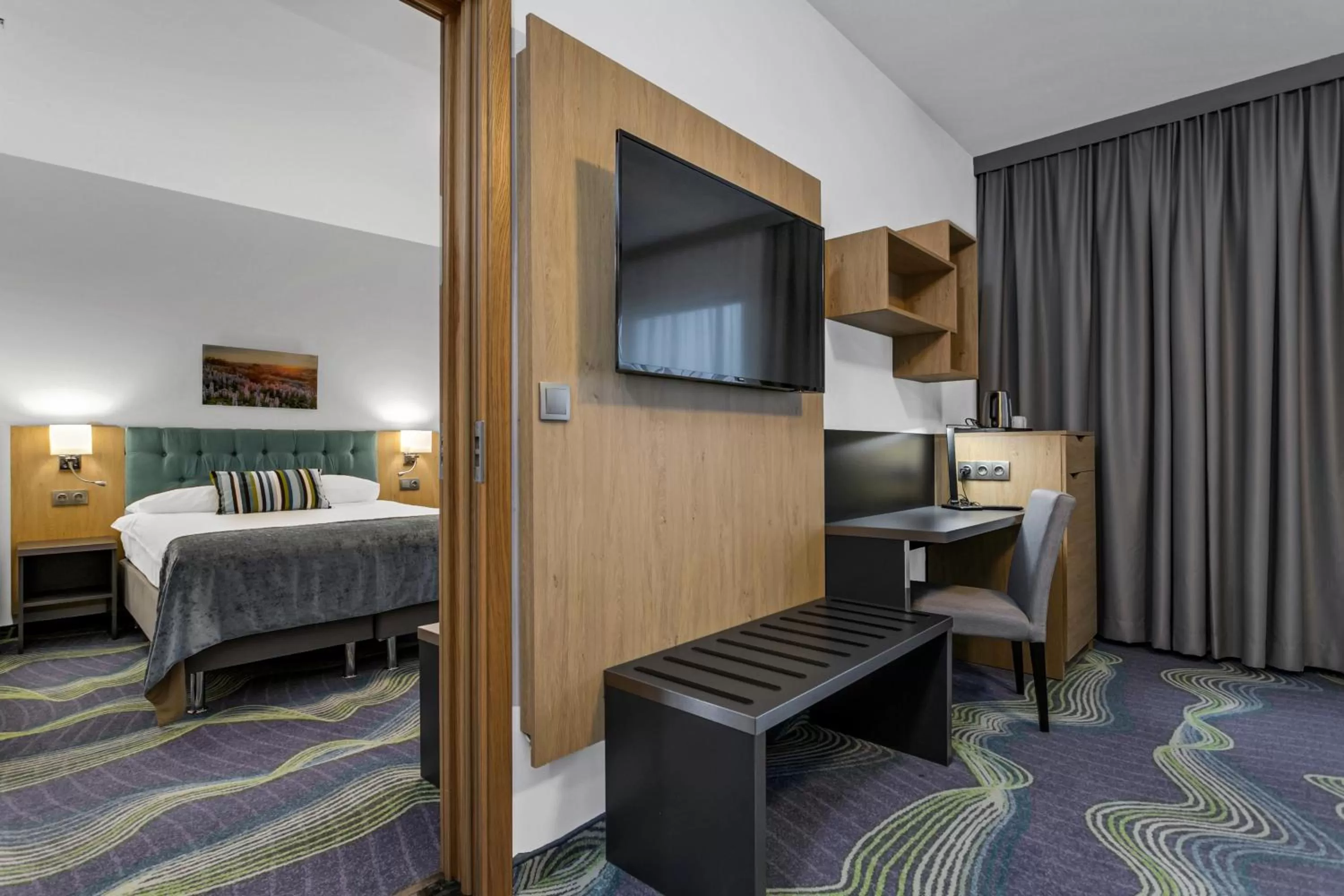 Bed in Aurora Hotel at Reykjavik-Keflavik Airport Terminal KEF