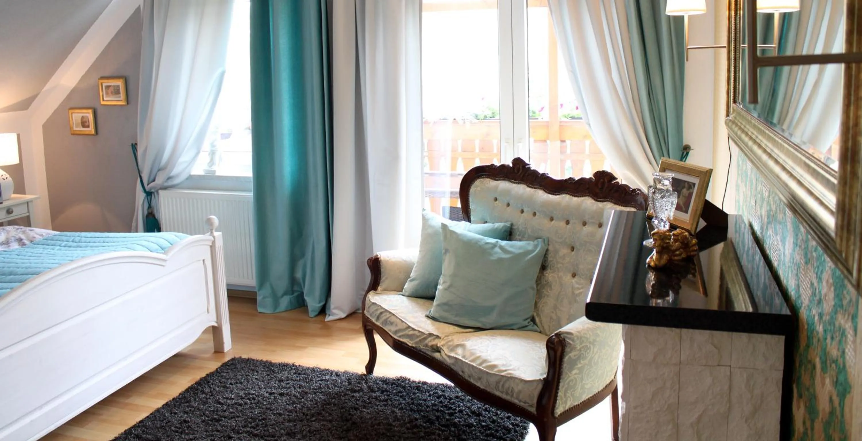 Seating area, Bed in Gästehaus Gebauer