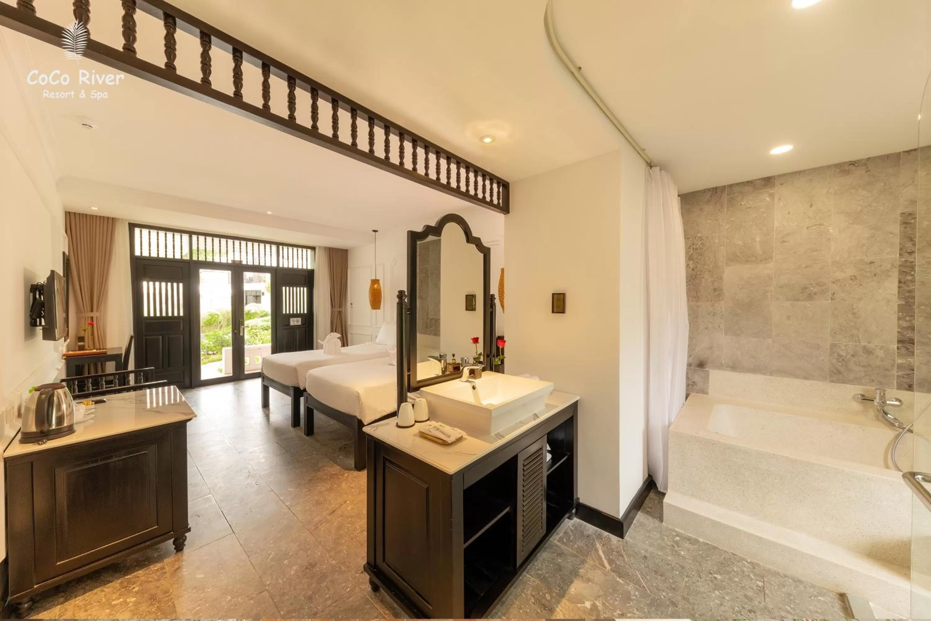 Bathroom, Bed in Hoi An Coco River Resort & Spa
