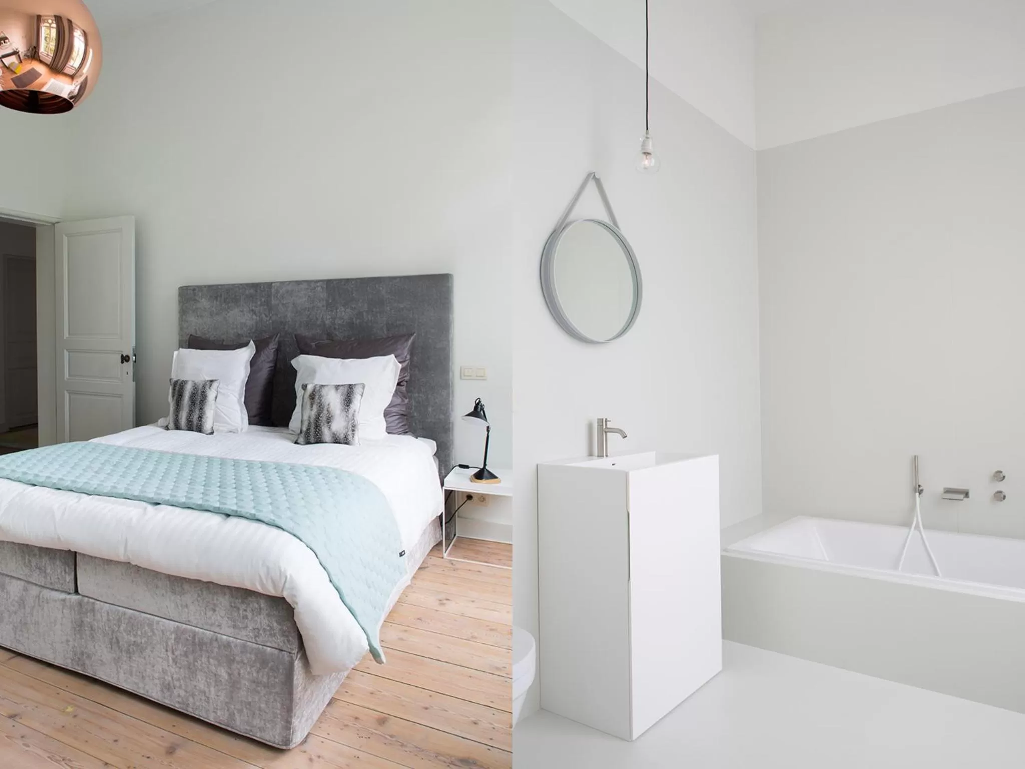 Bathroom, Bed in B&B Pastorie Balegem