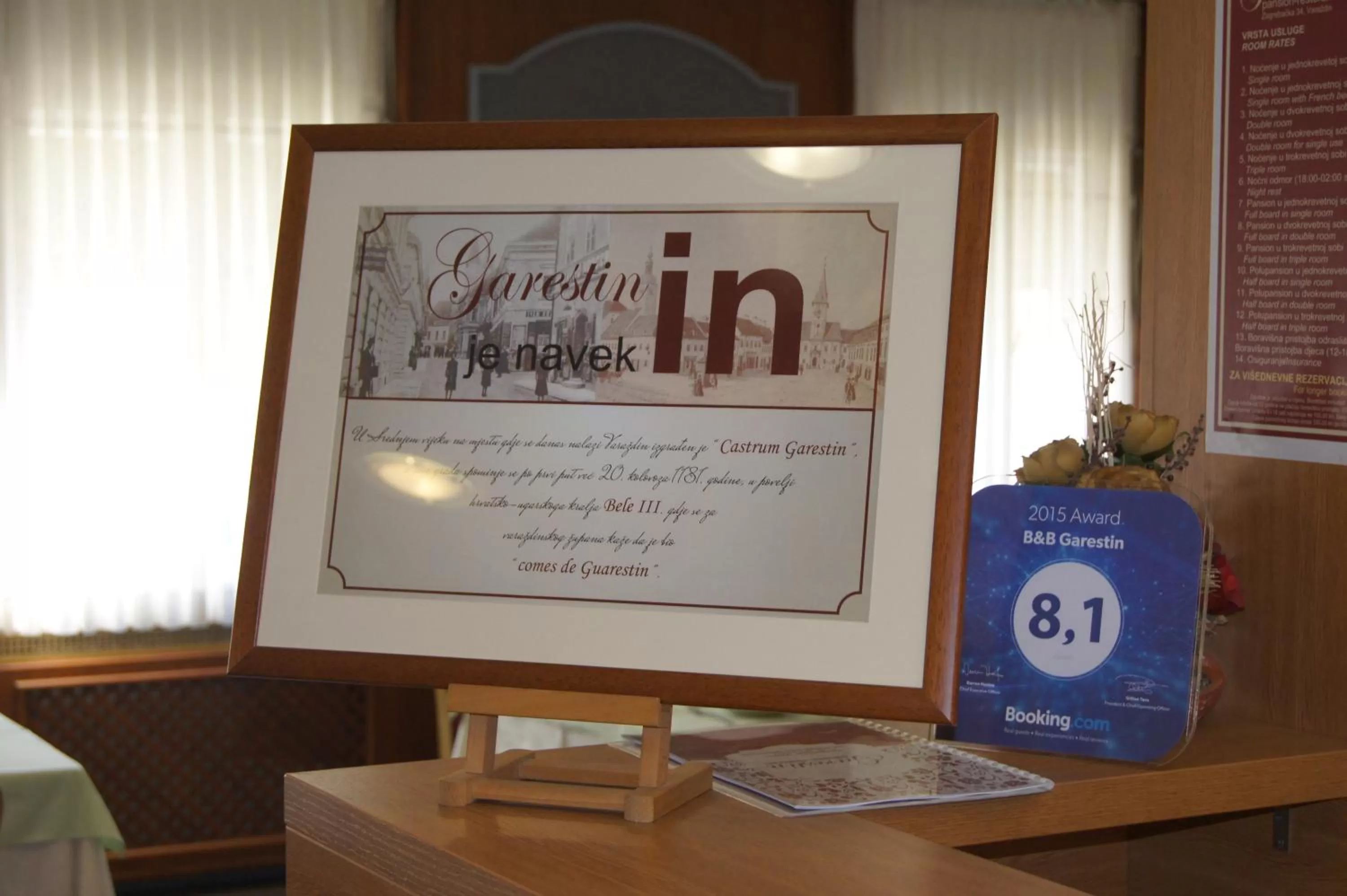 Certificate/Award in B&B Garestin