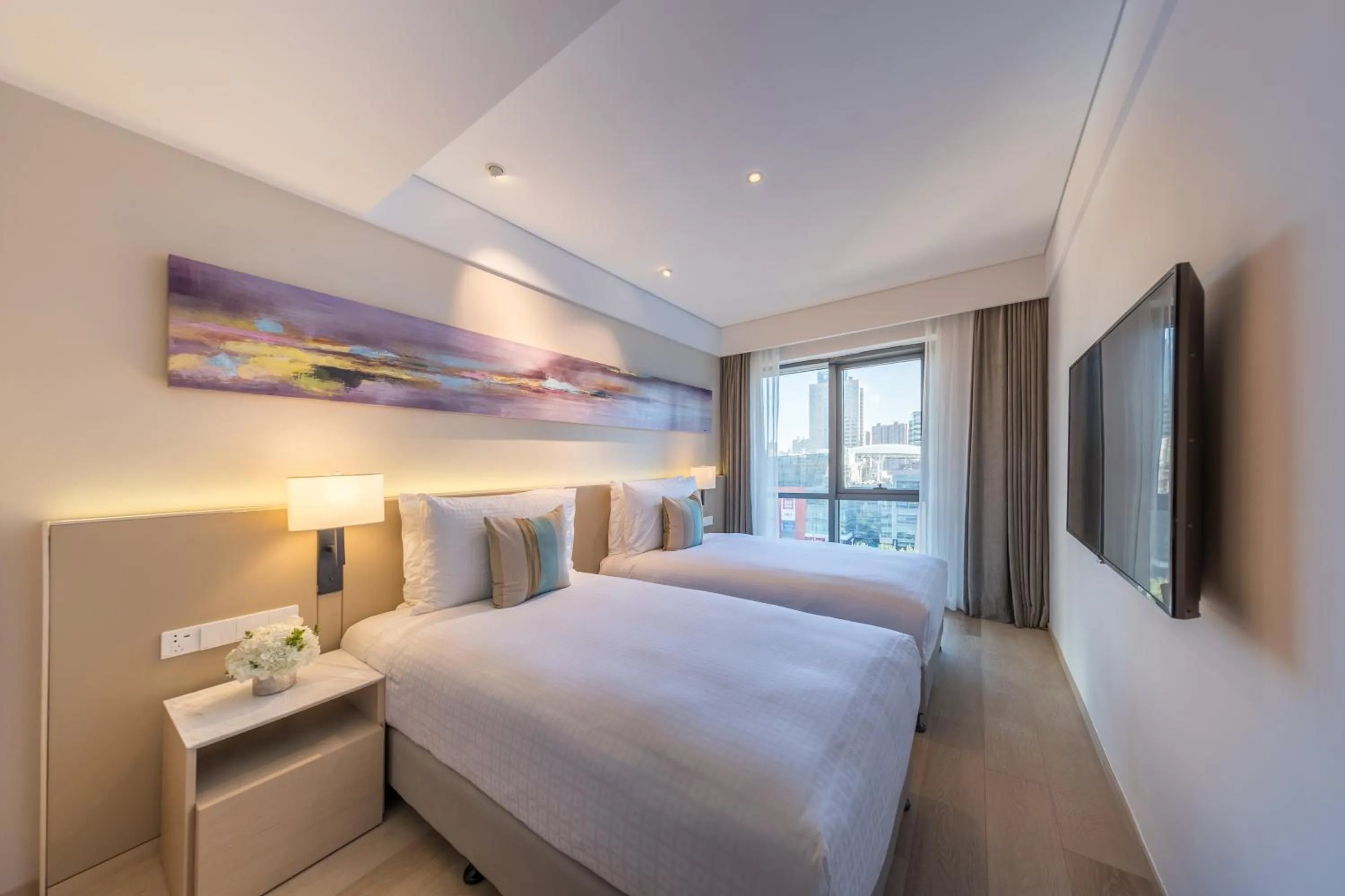 Photo of the whole room, Bed in Sincere Residence Changfeng - Changfeng Ecological Business District - Near Exit 3 of Changfeng Park Station on Subway Line 15