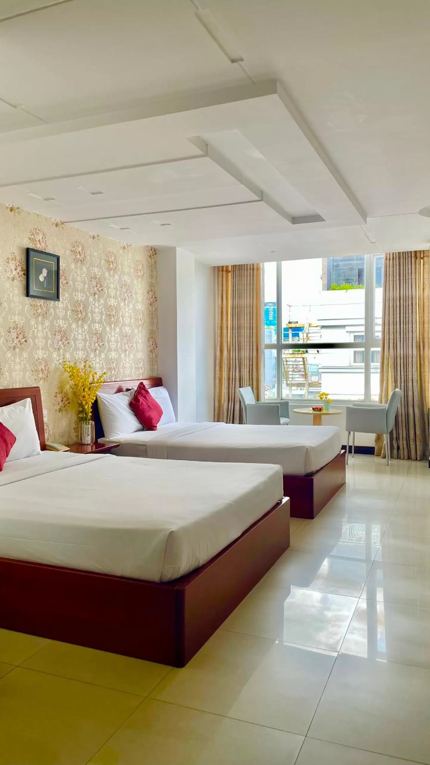 Seating area, Bed in Gold hotel, Saigon