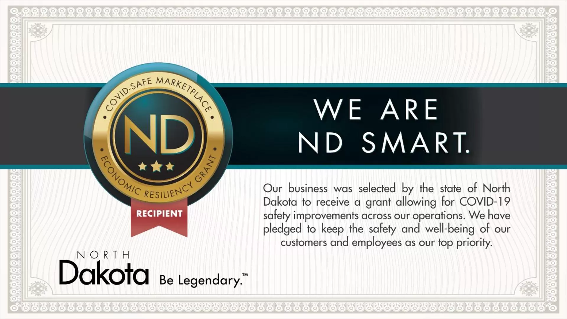 Certificate/Award in Cobblestone Hotel & Suites - Devils Lake