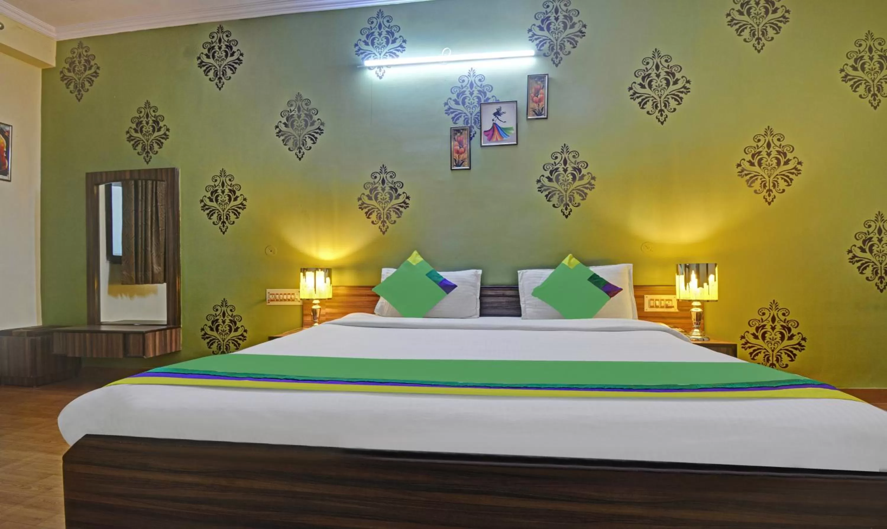 Bedroom, Bed in Treebo New Rockwell Vivek Vihar