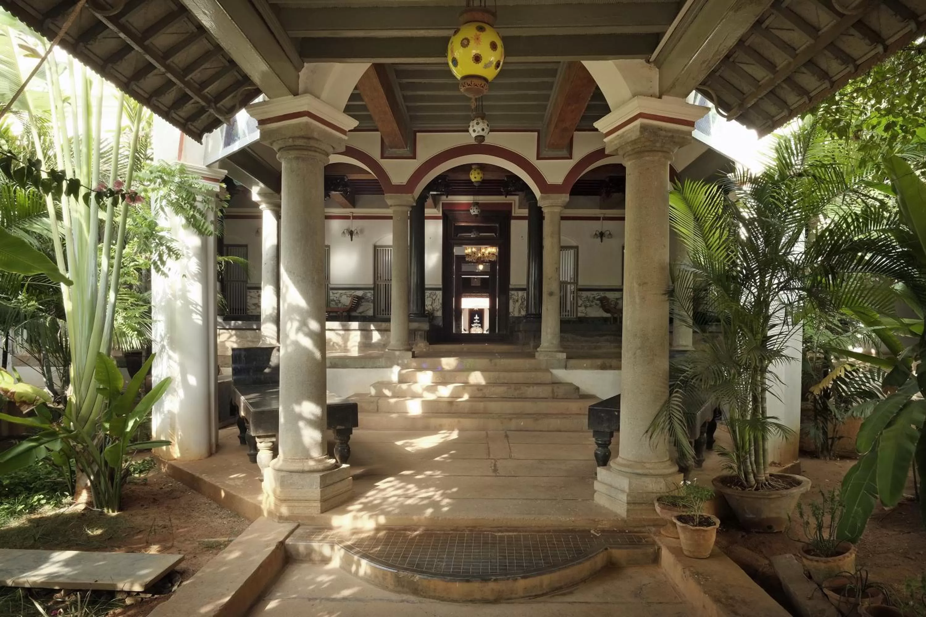 Facade/entrance in Saratha Vilas Chettinad
