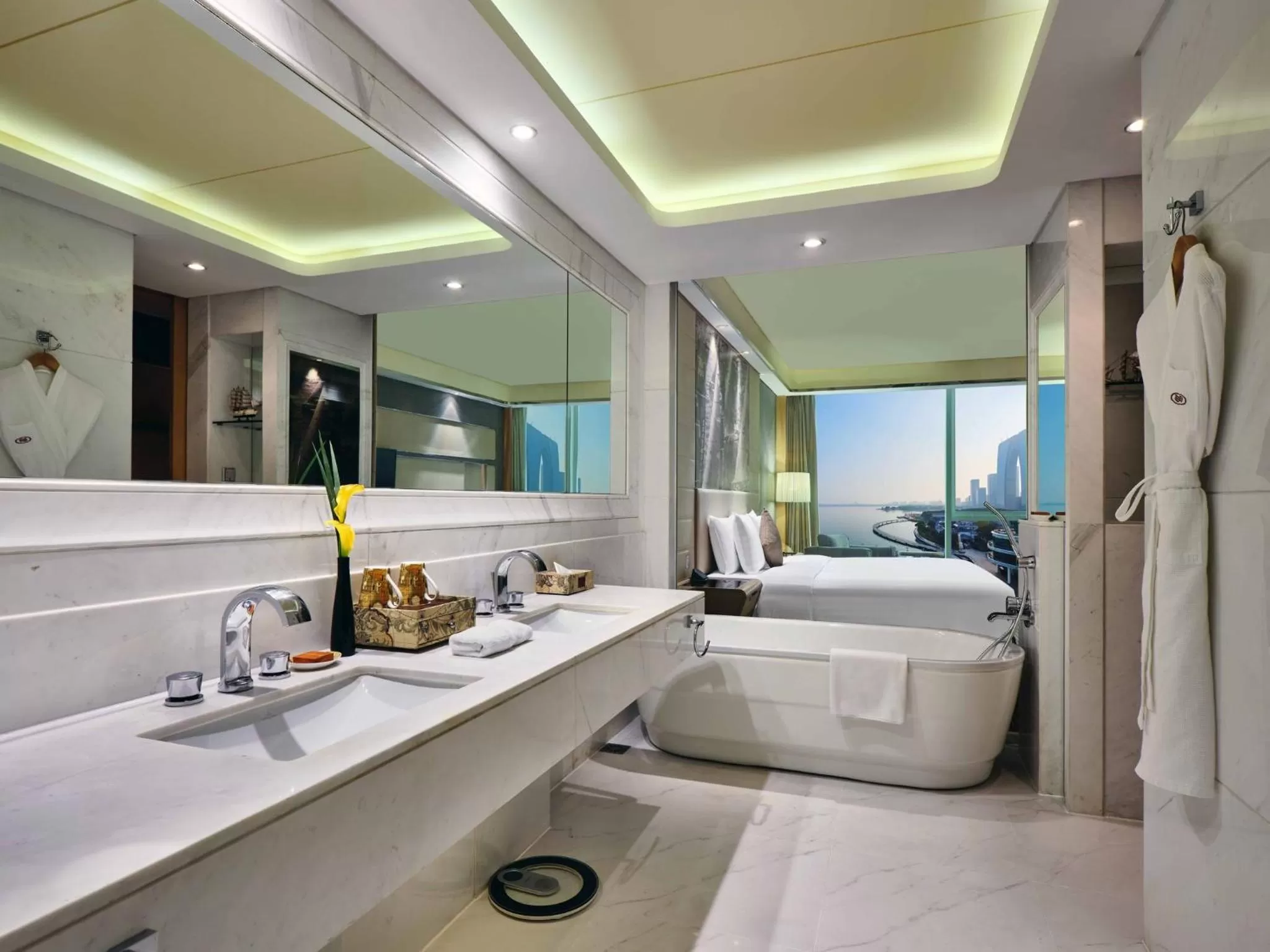 Bathroom, Bed in Crowne Plaza Suzhou by IHG
