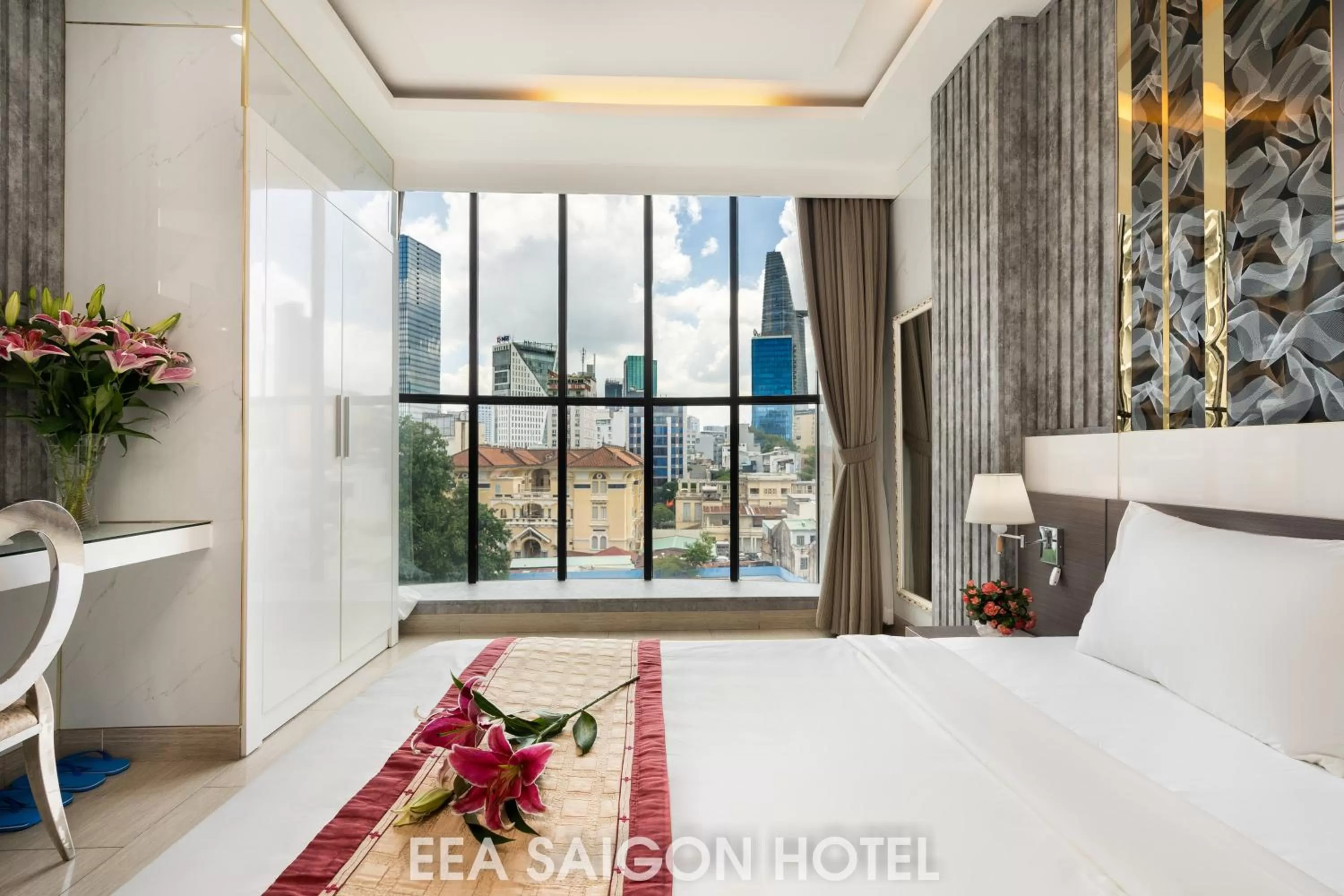 Bed in EEA Central Saigon Hotel