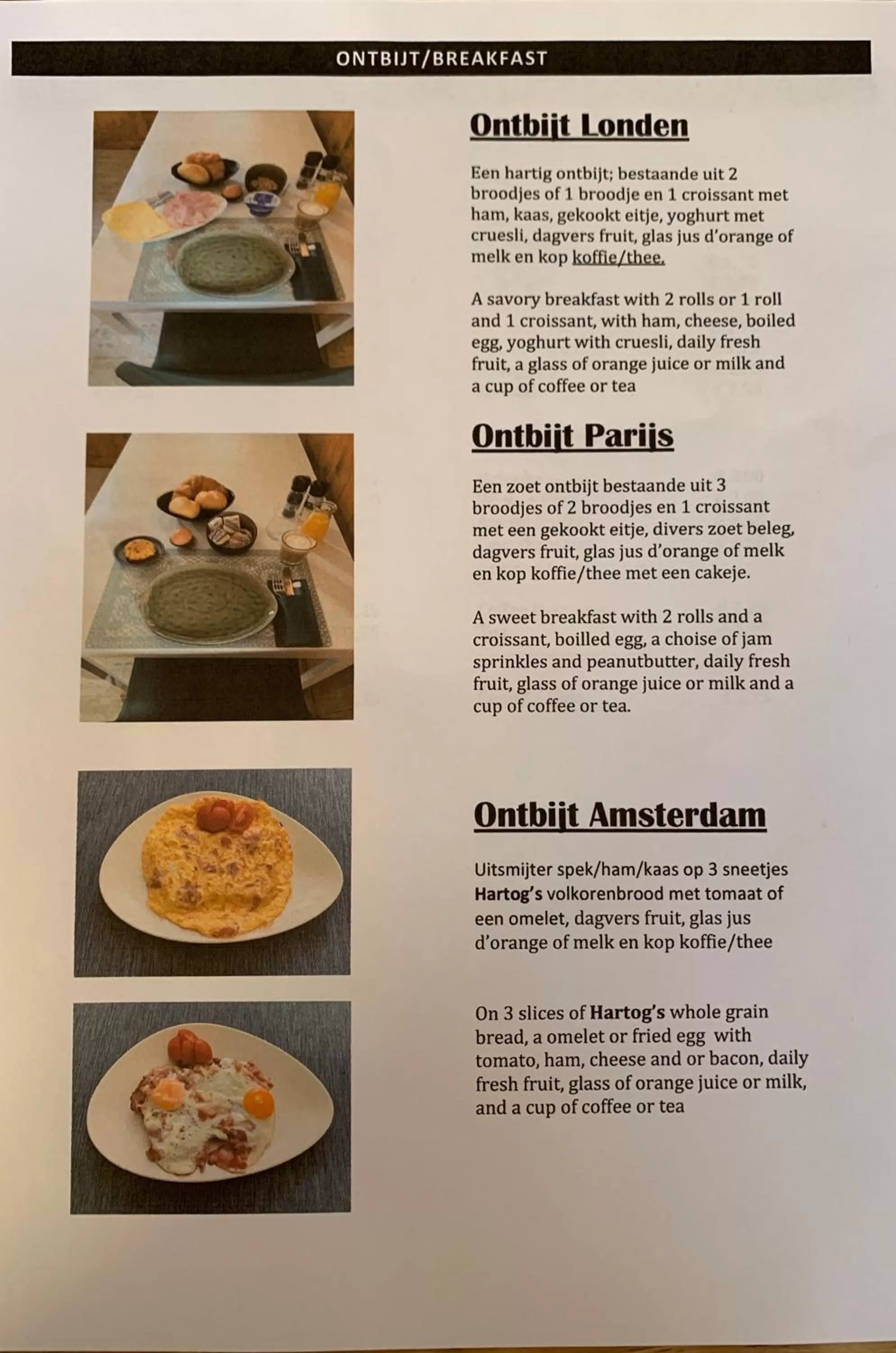 Food and drinks in B&B Diemerplein