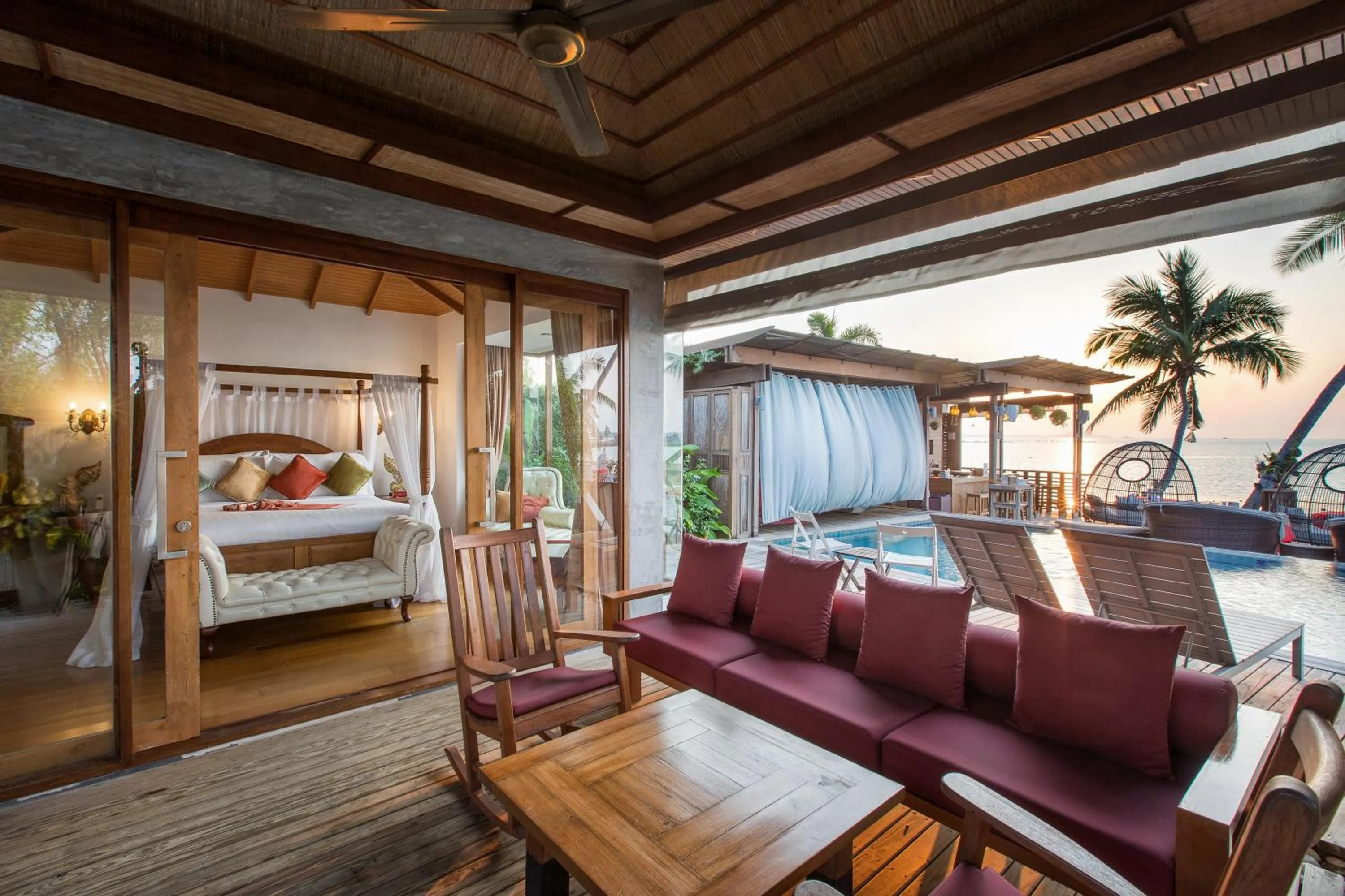 Balcony/Terrace, Bed in Tango Luxe Beach Villa, Koh Samui