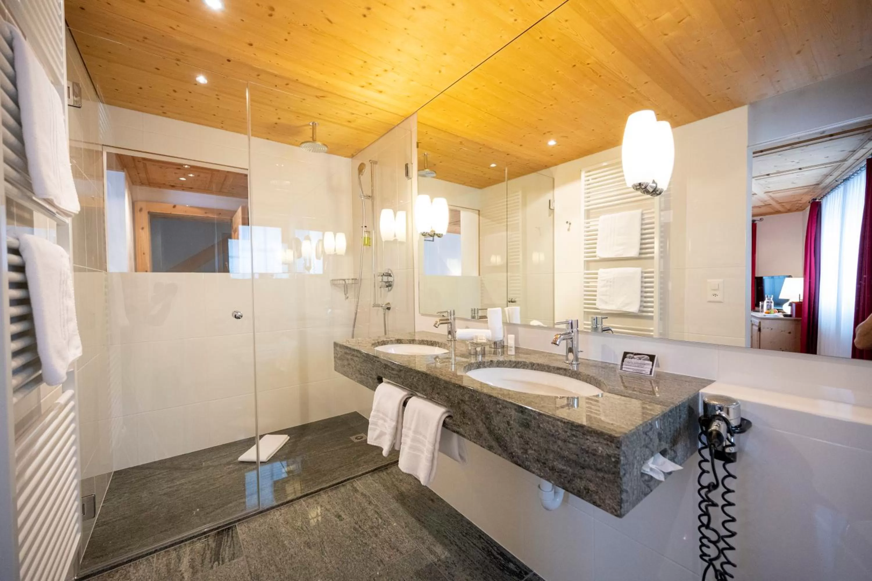 Shower, Bathroom in Hotel Engiadina