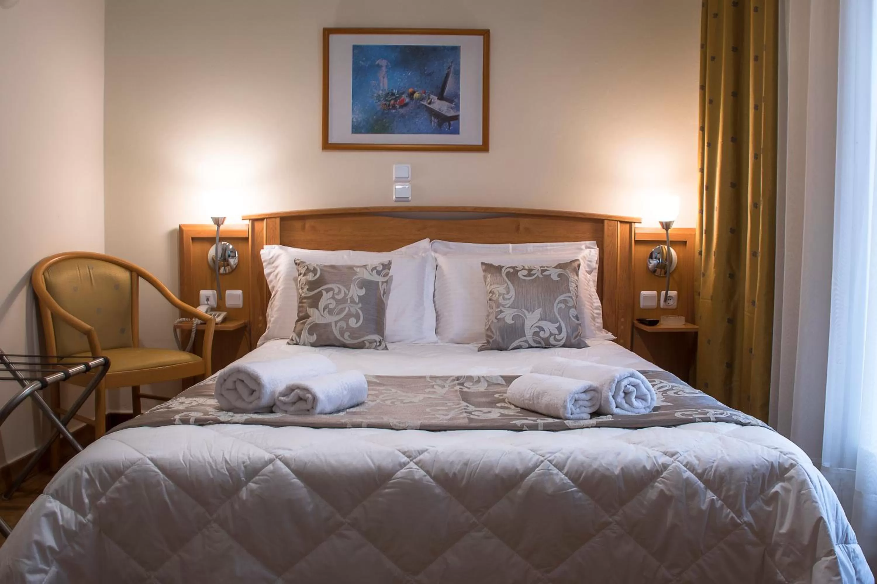 Bed in Ares Athens Hotel