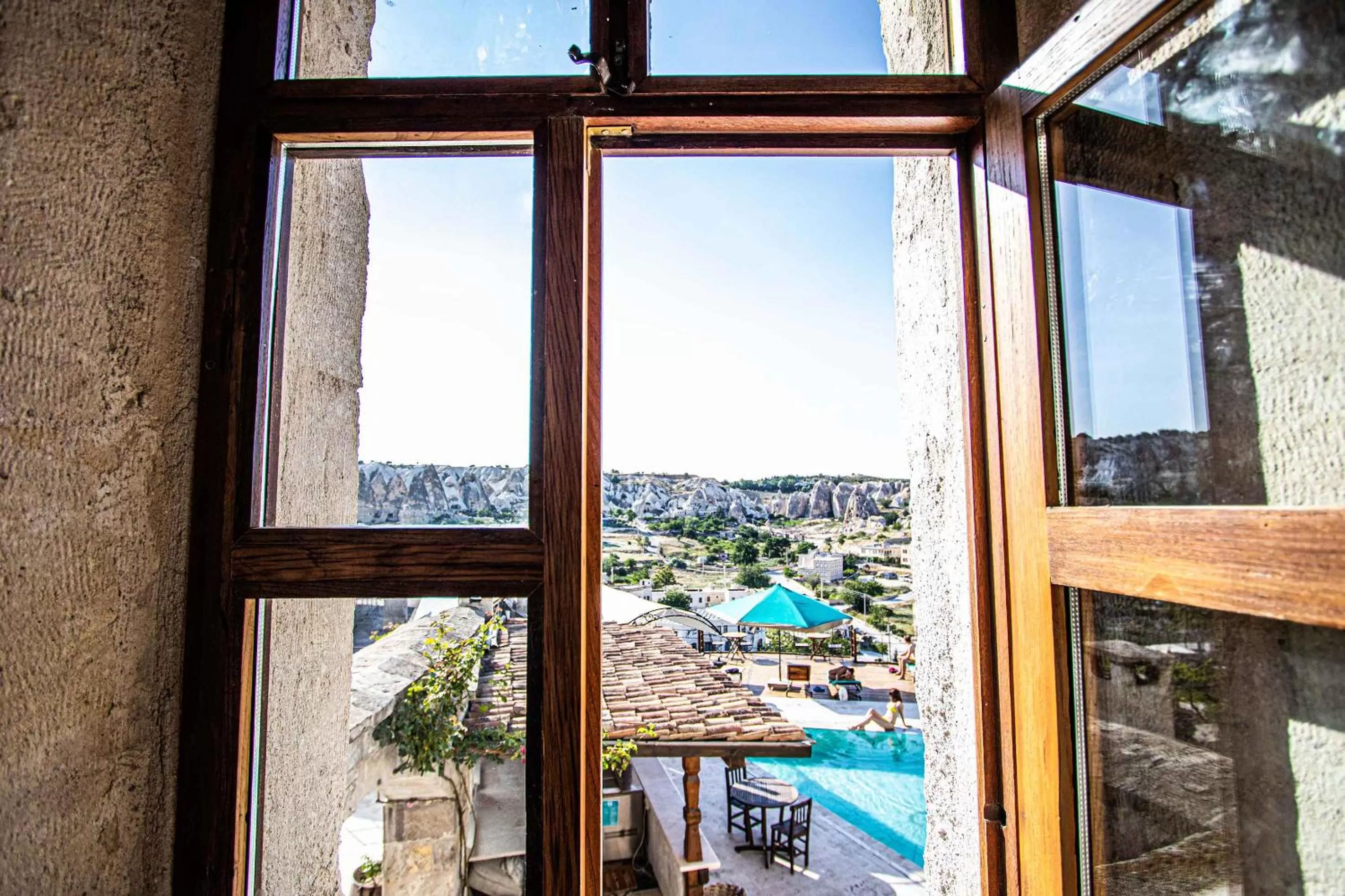 Pool view in Kelebek Cave Hotel