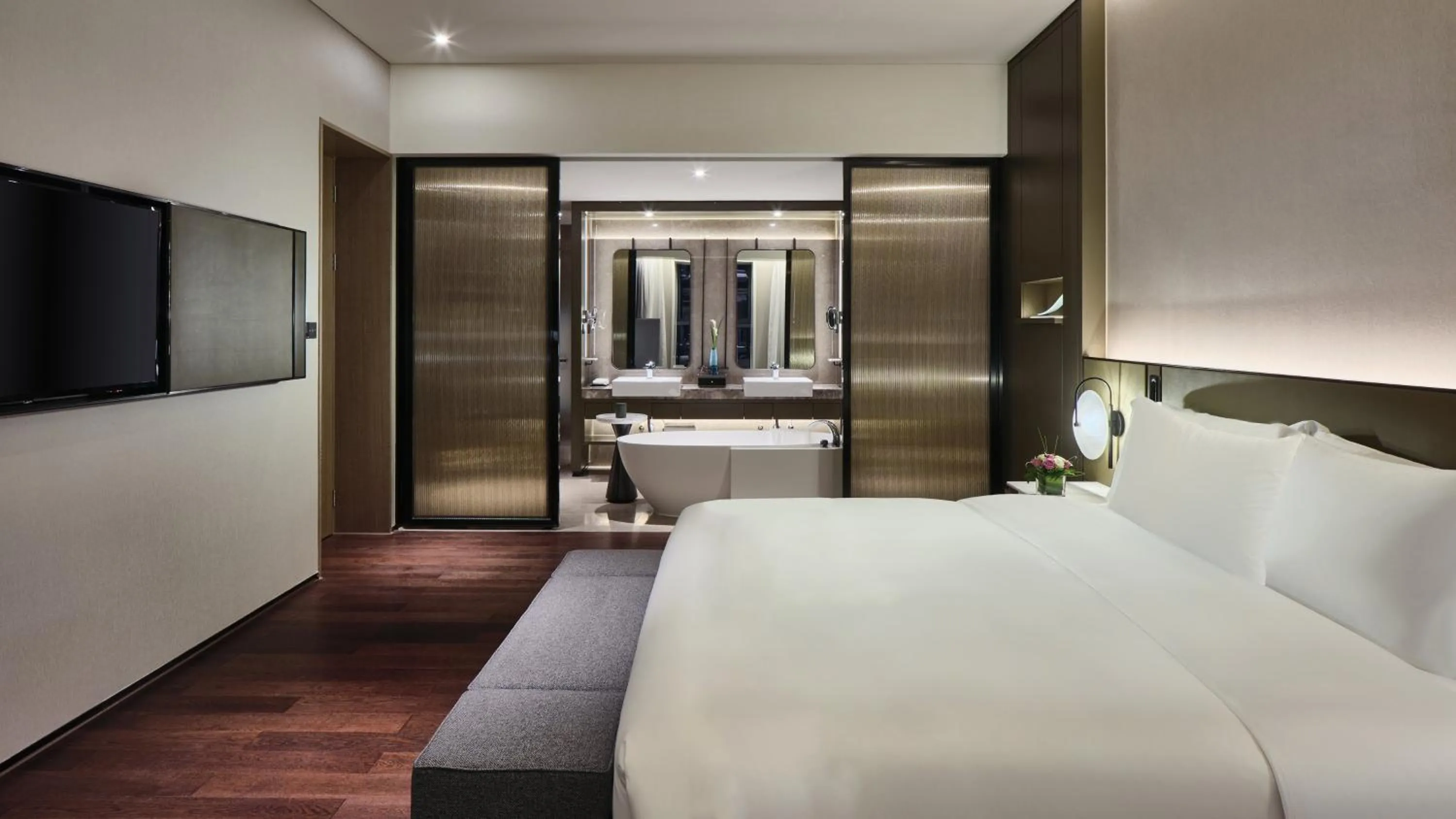 Photo of the whole room, Bed in Crowne Plaza Wuhan Development Zone by IHG
