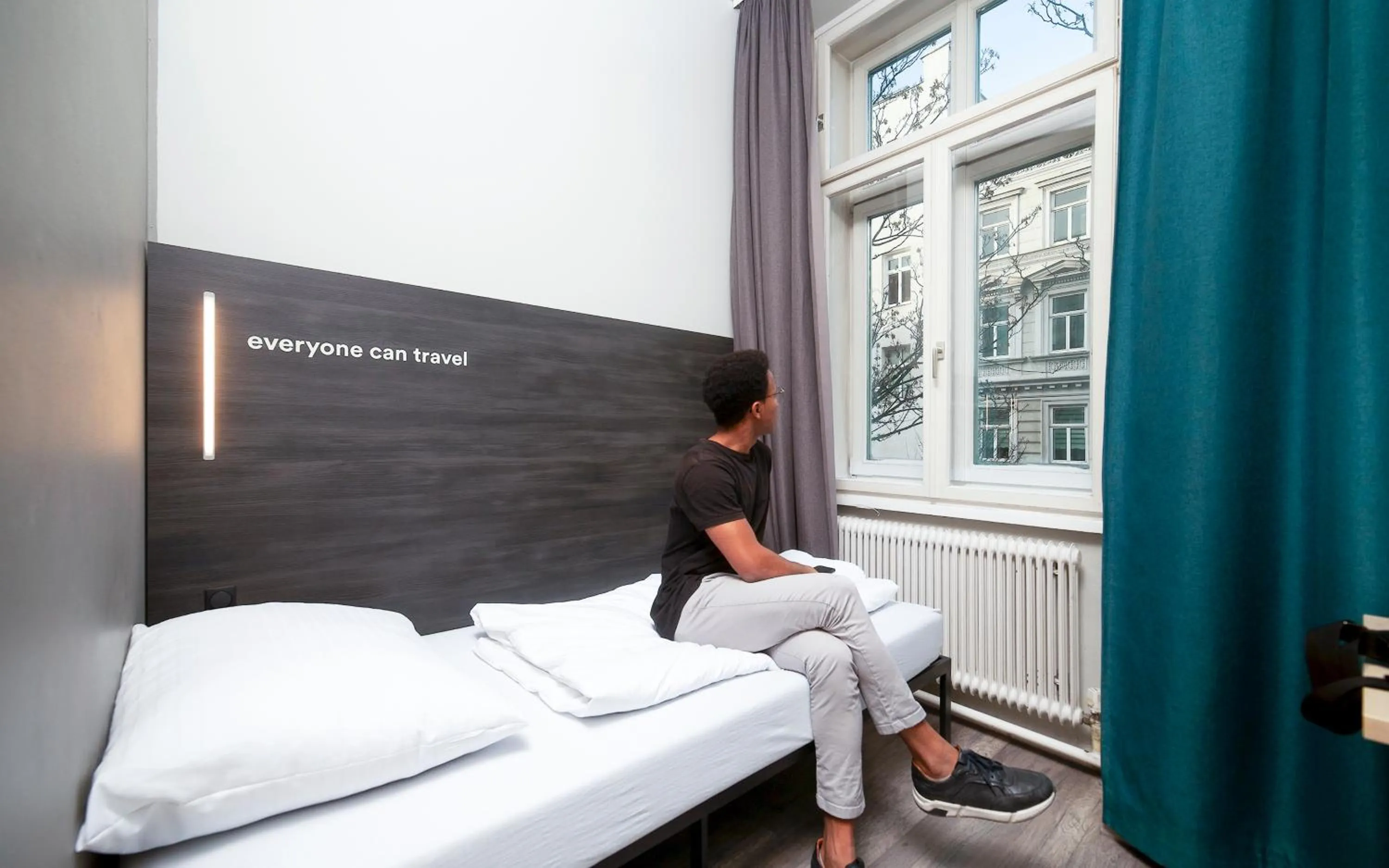 Photo of the whole room, Bed in a&o Wien Stadthalle