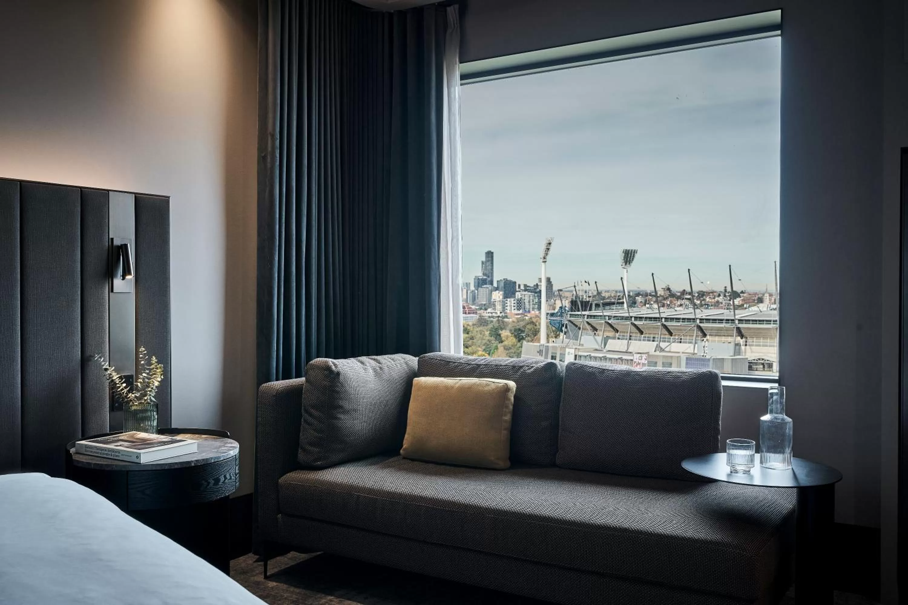 Seating area, Bed in Pullman Melbourne On the Park