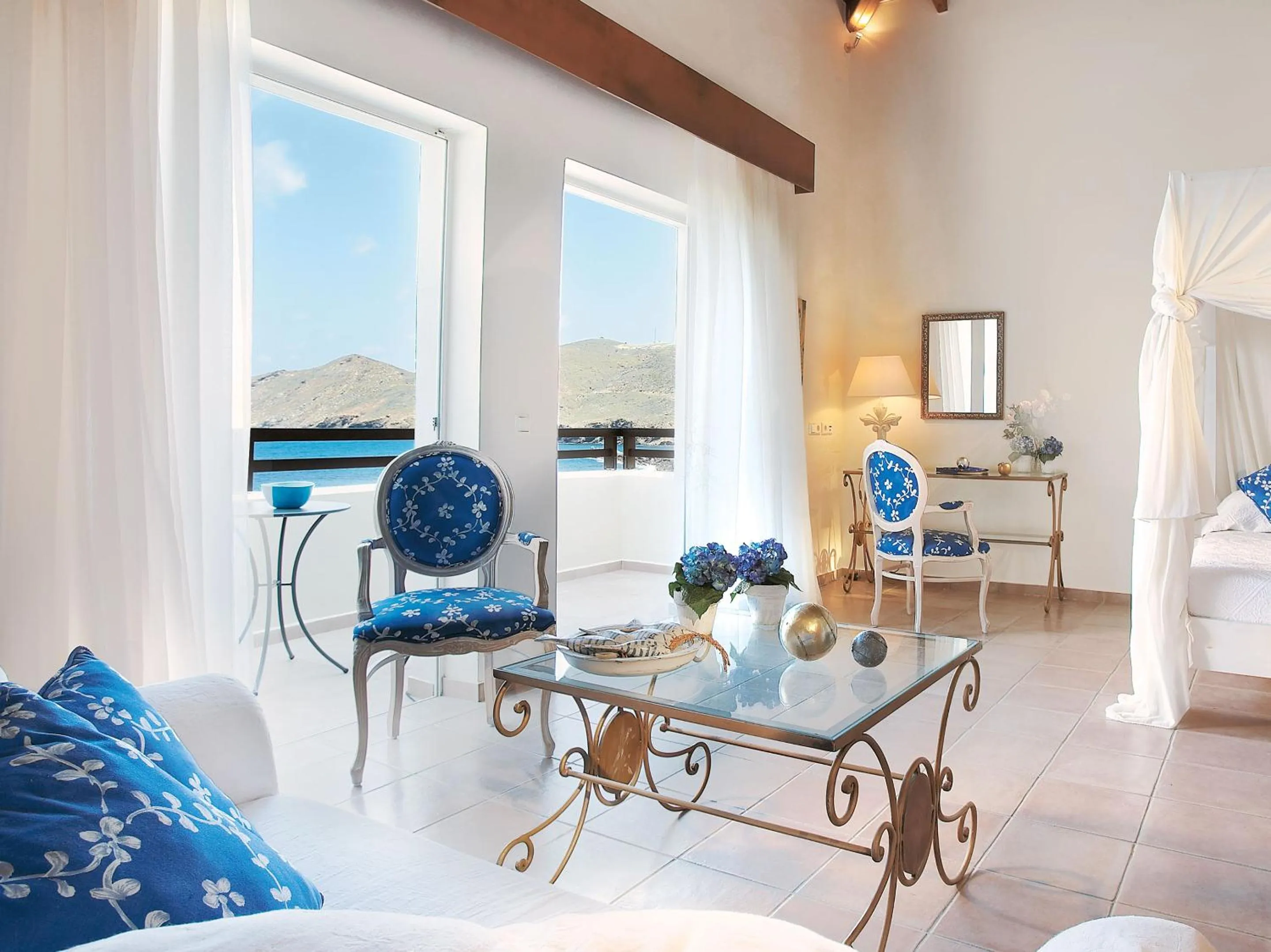 View (from property/room), Bed in Grecotel Marine Palace & Aqua Park