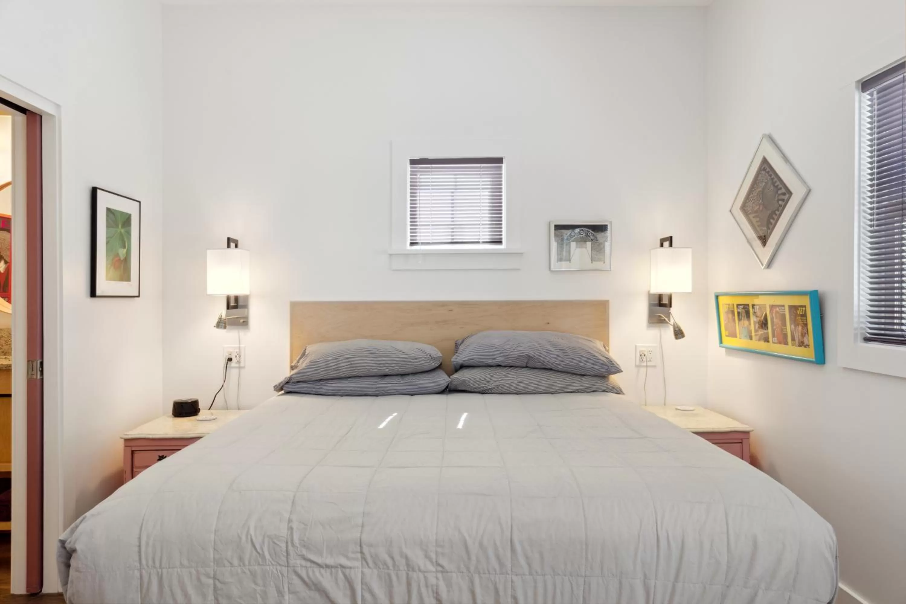 Bed in Hotel Folly with Marsh and Sunset Views