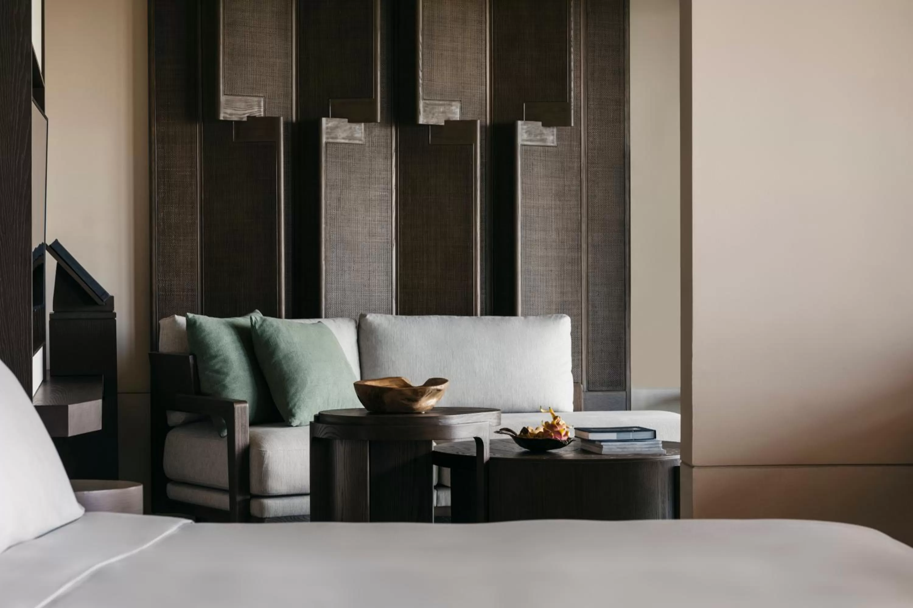 Living room, Bed in Capella Singapore