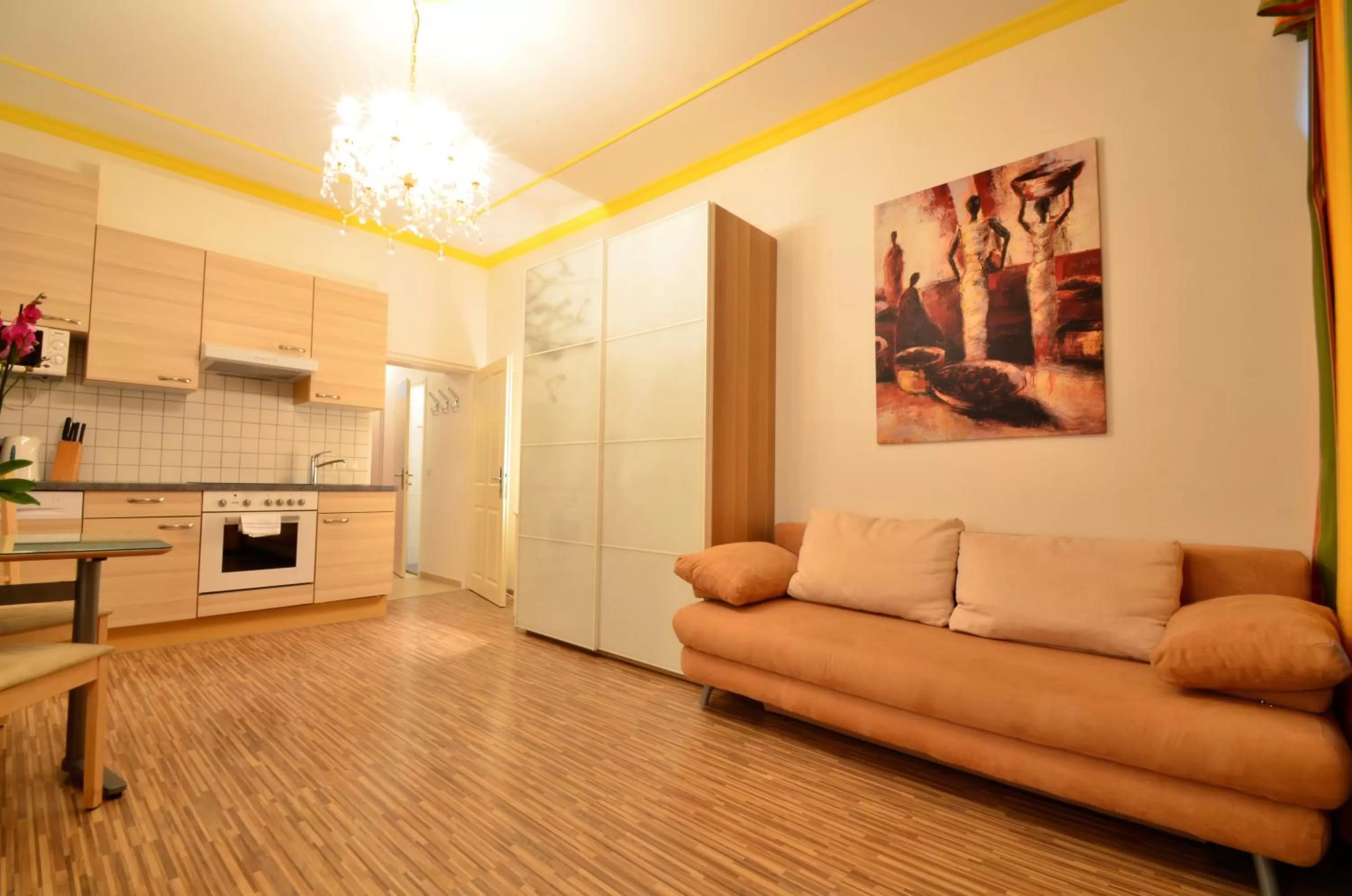 Kitchen or kitchenette in AJO Apartments - Messe City Flat - Self-Check-in