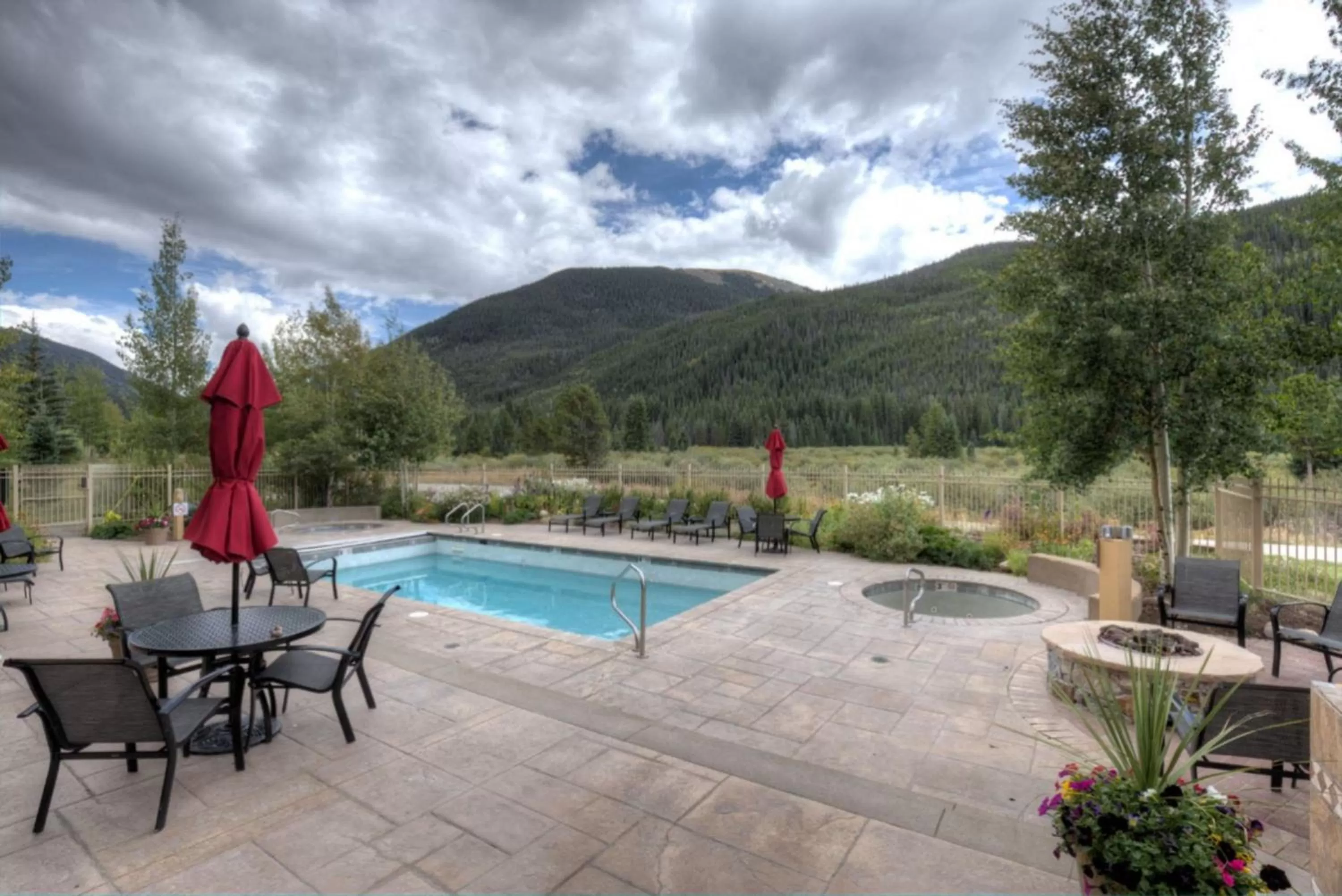 Swimming pool in Red Hawk Lodge by Summit County Mountain Retreats