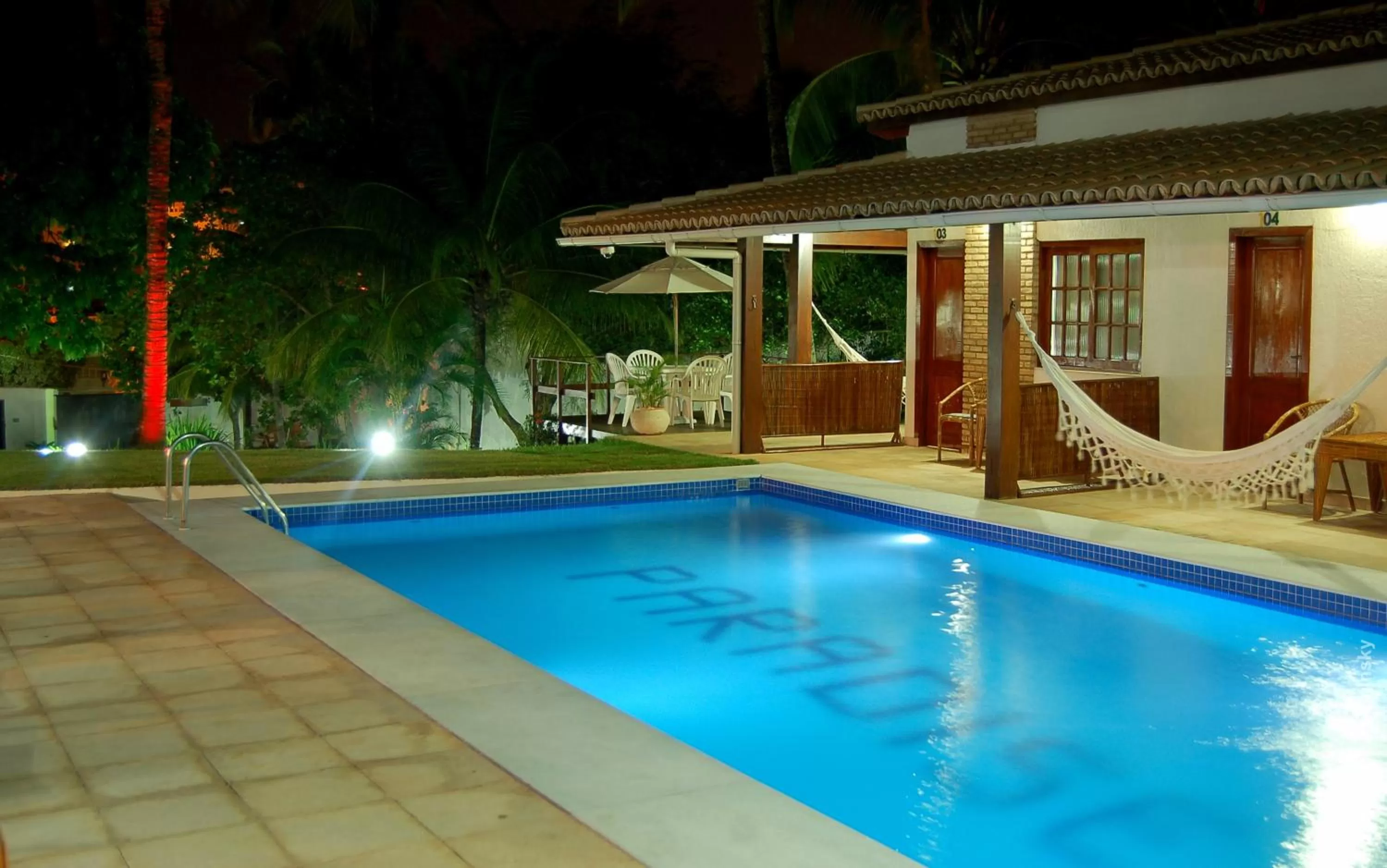 Night, Swimming Pool in Hotel Pousada Salvador Paradise